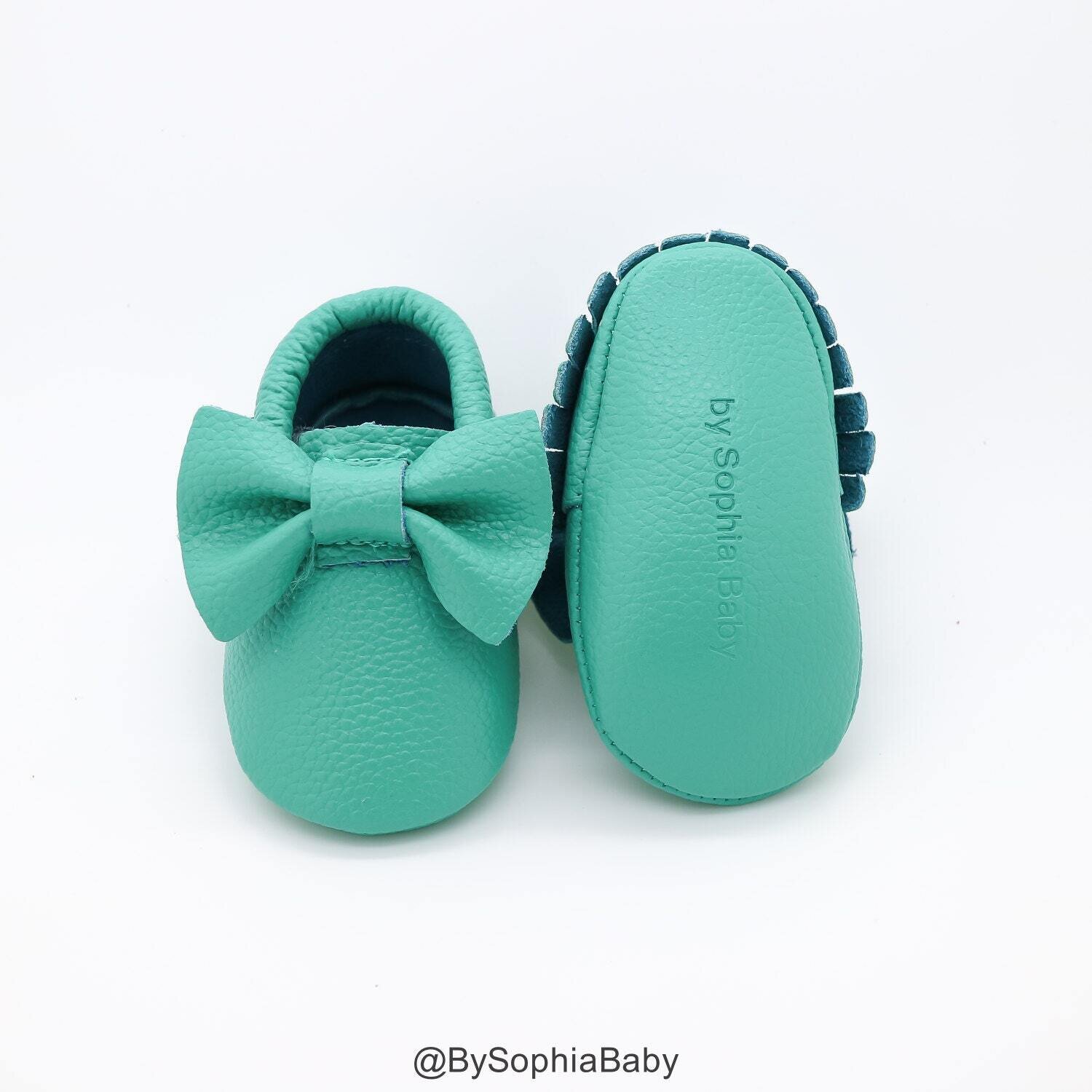Baby Moccasins Baby Teal Moccasins Baby Leather Shoes Genuine Leather Moccs Toddler Moccasins Baby …