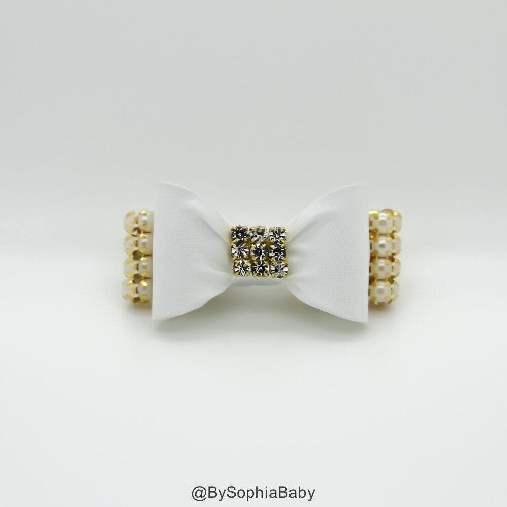 Baby Bow Hair Clip White Bow Hair Clip White baby Hair Clip Rhinestone Hair Clip Baby Hair Clip Tod…