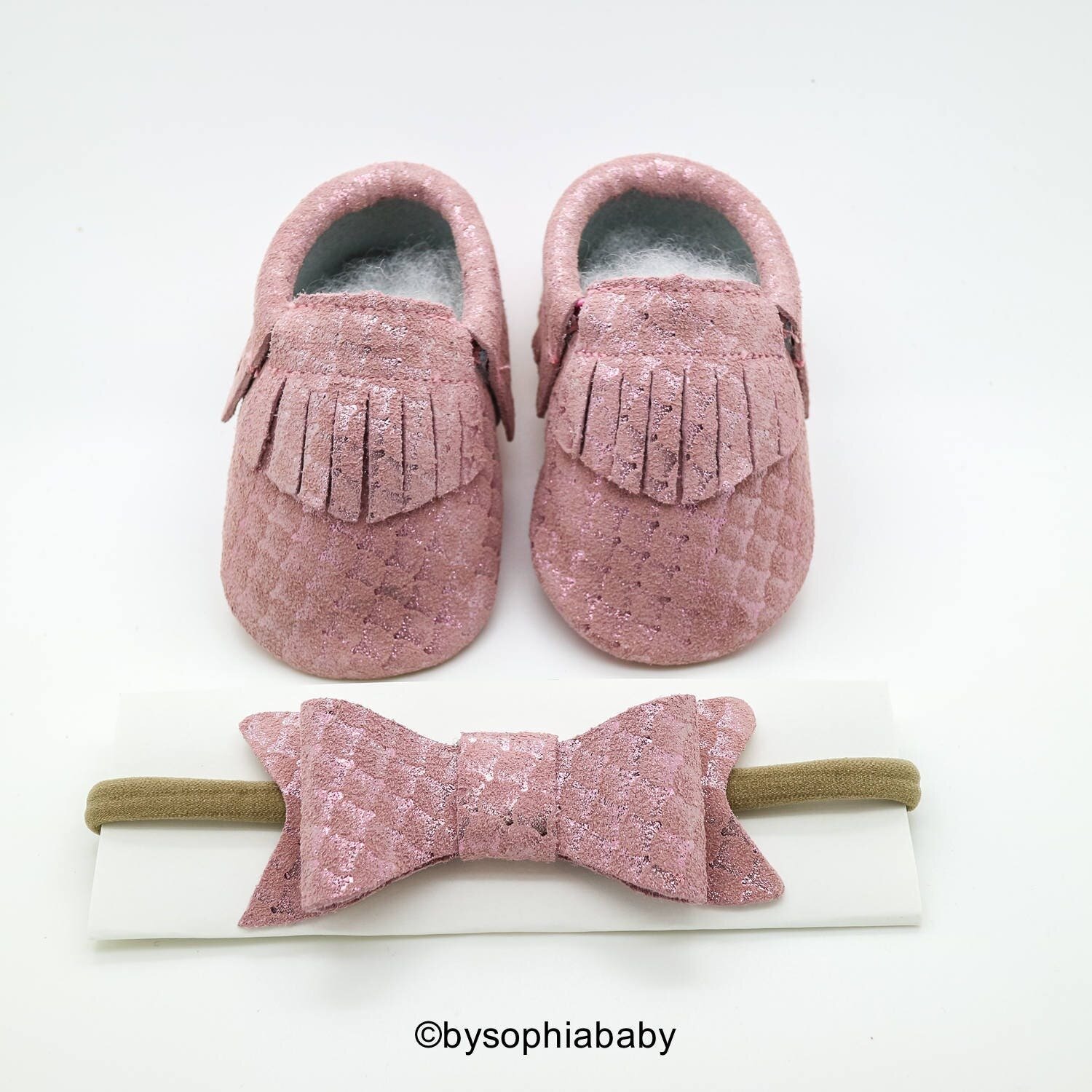 Baby Moccasins Baby Pink Mermaid Moccasins Baby Leather Shoes Genuine Leather Moccs Toddler Moccasins Baby Bow Moccasins