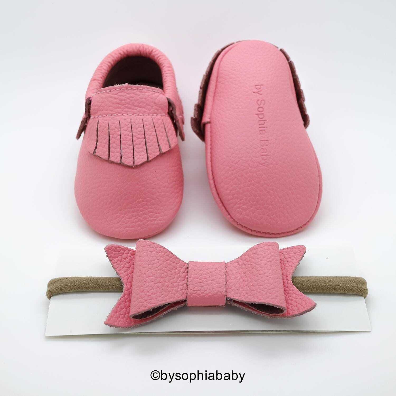 Light Pink Fringe Moccasins Baby Pink Moccasins Baby Leather Shoes Genuine Leather Moccs Toddler Moccasins Baby Moccs Baby Shower Gift