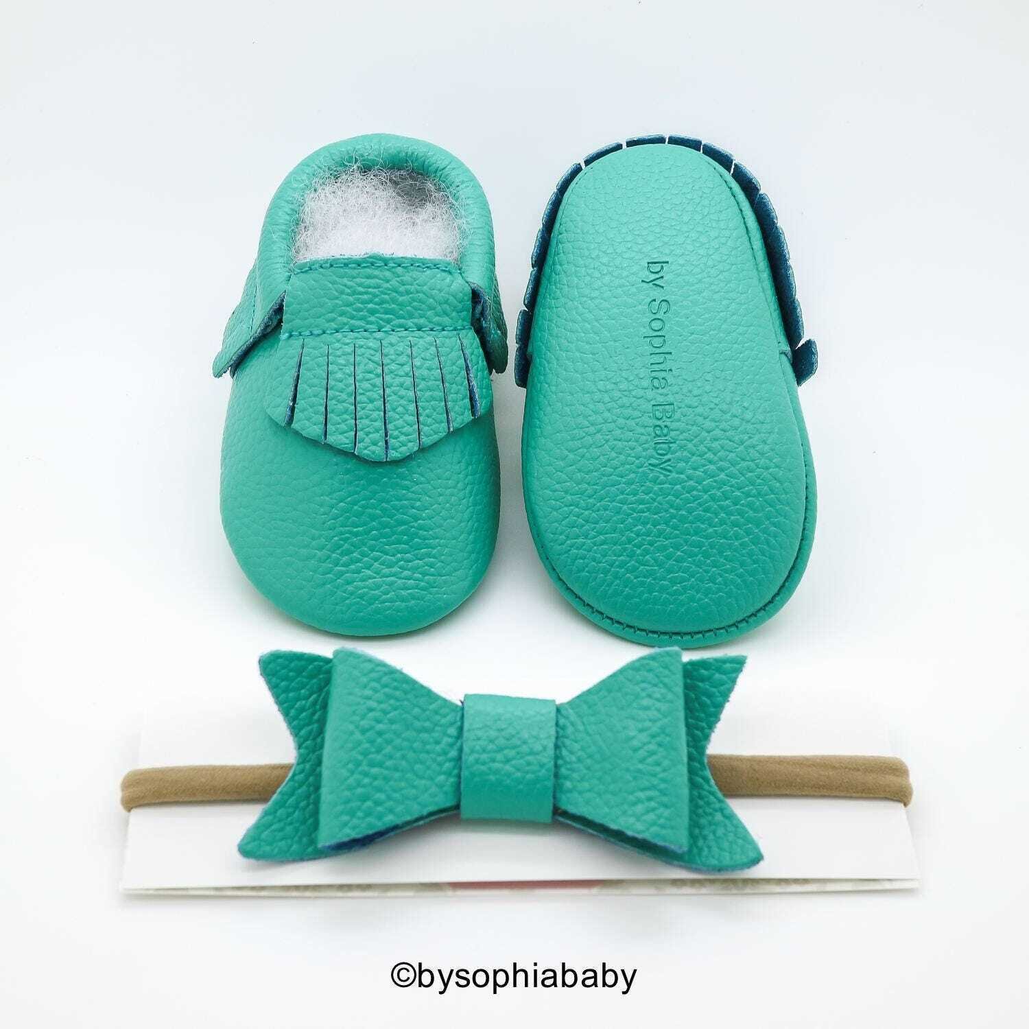 Teal Fringe Moccasins Baby Teal Moccasins Baby Leather Shoes Genuine Leather Moccs Toddler Moccasins Baby Moccs Baby Shower Gift