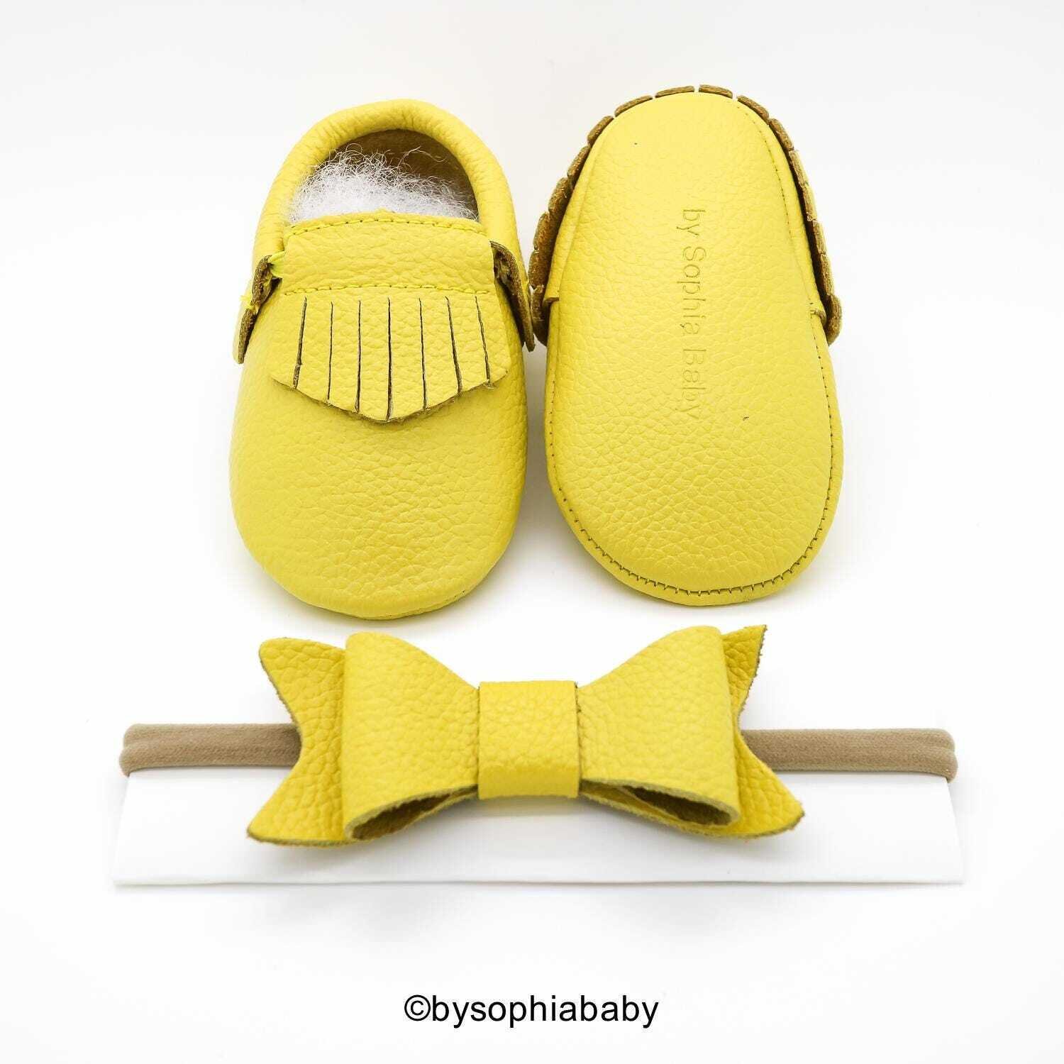 Yellow Fringe Moccasins Baby Yellow Moccasins Baby Leather Shoes Genuine Leather Moccs Toddler Moccasins Baby Moccs Baby Shower Gift