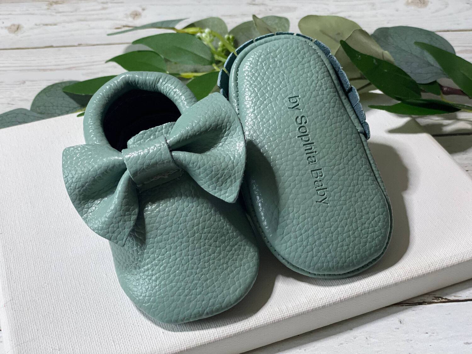Baby Moccasins Baby OLIVE Moccasins Baby Leather Shoes Genuine Leather Moccs Toddler Moccasins Baby Bow Moccasins