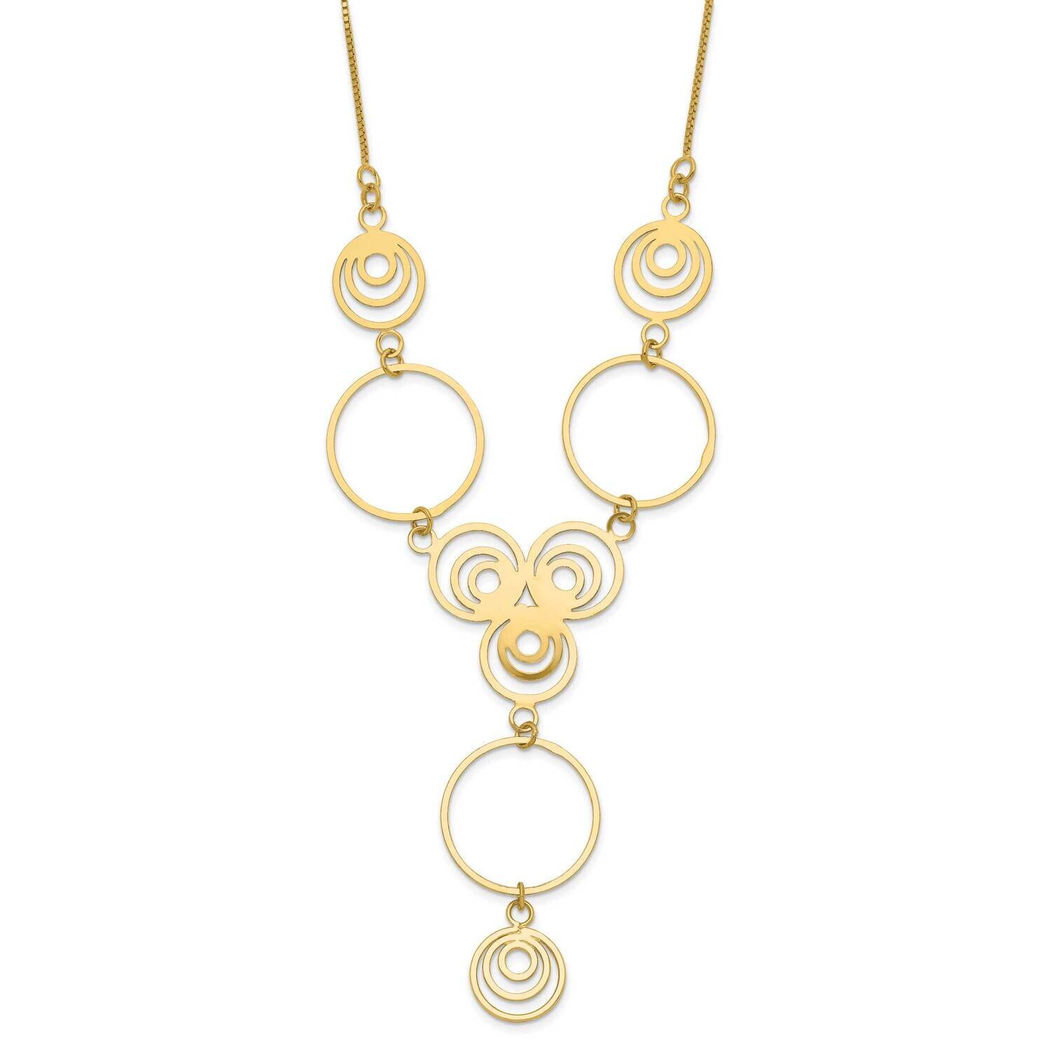 10k Gold Fancy Circles with 2in ext Drop Necklace 10SF1656M-16