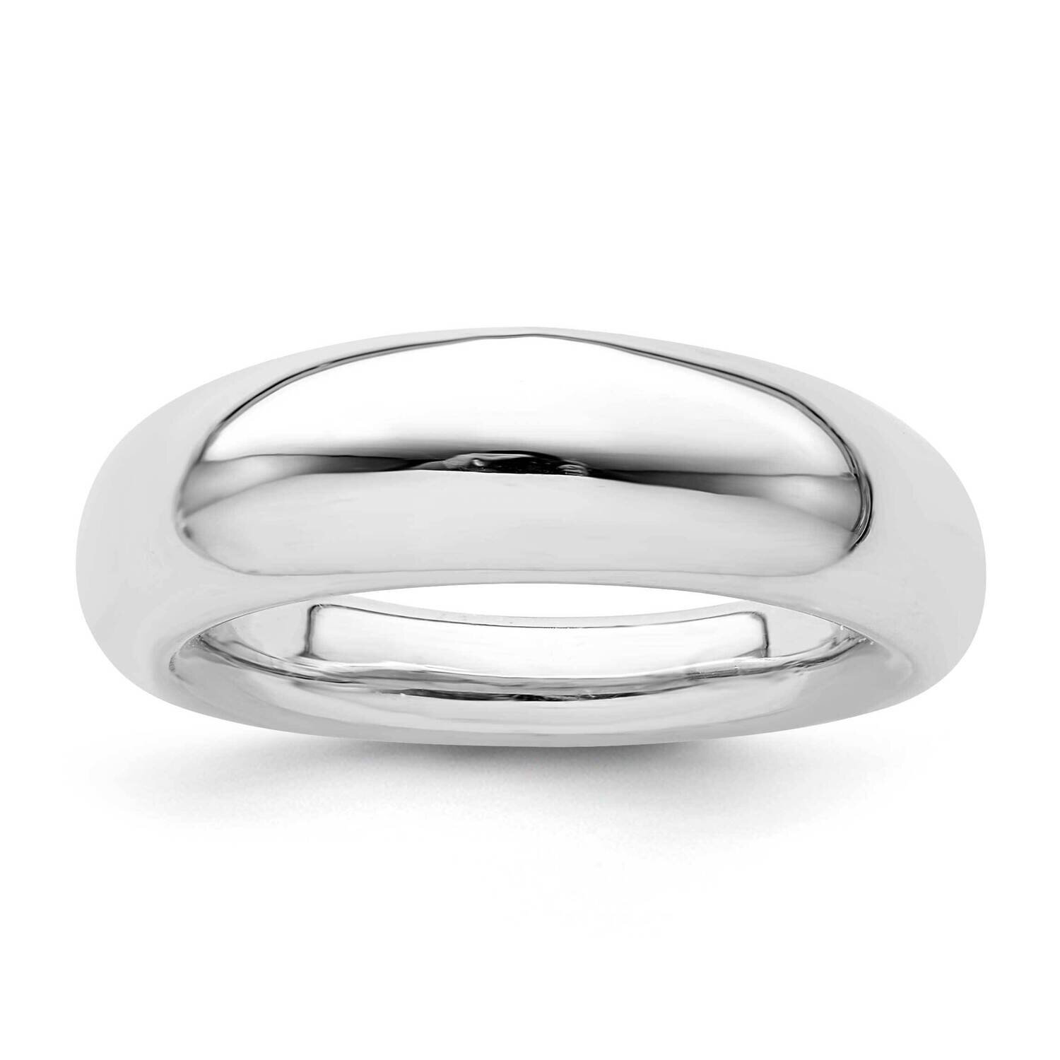 Sterling Silver high polished dome ring-rhodium ANG7078-7-RH