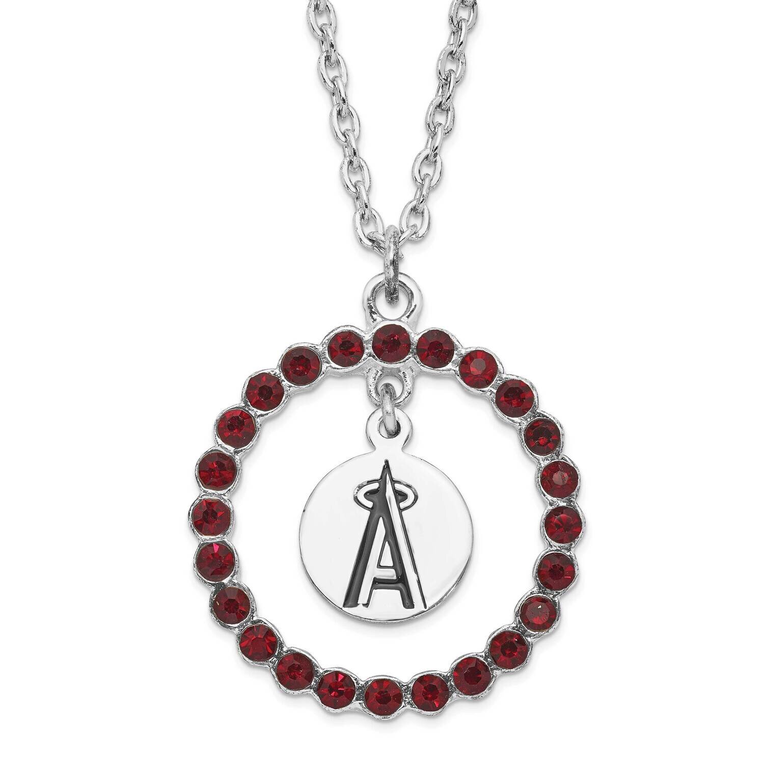 MLB Los Angeles Angels Silver-tone Crystal Spirit Necklace ANG067N-CR