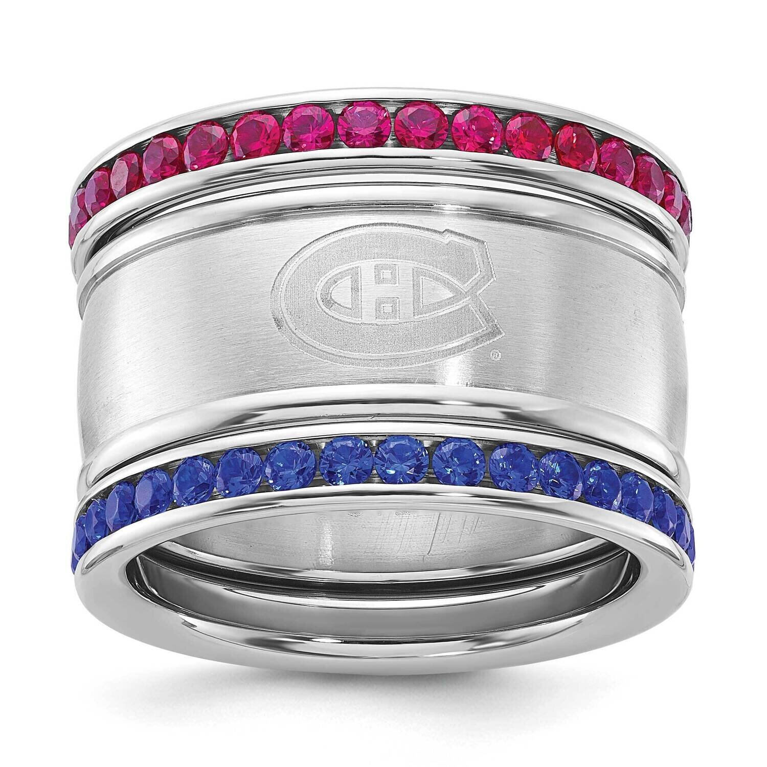 Stainless Steel NHL Montreal Canadiens Crystal Triple Ring Set CAN035CR-SZ9