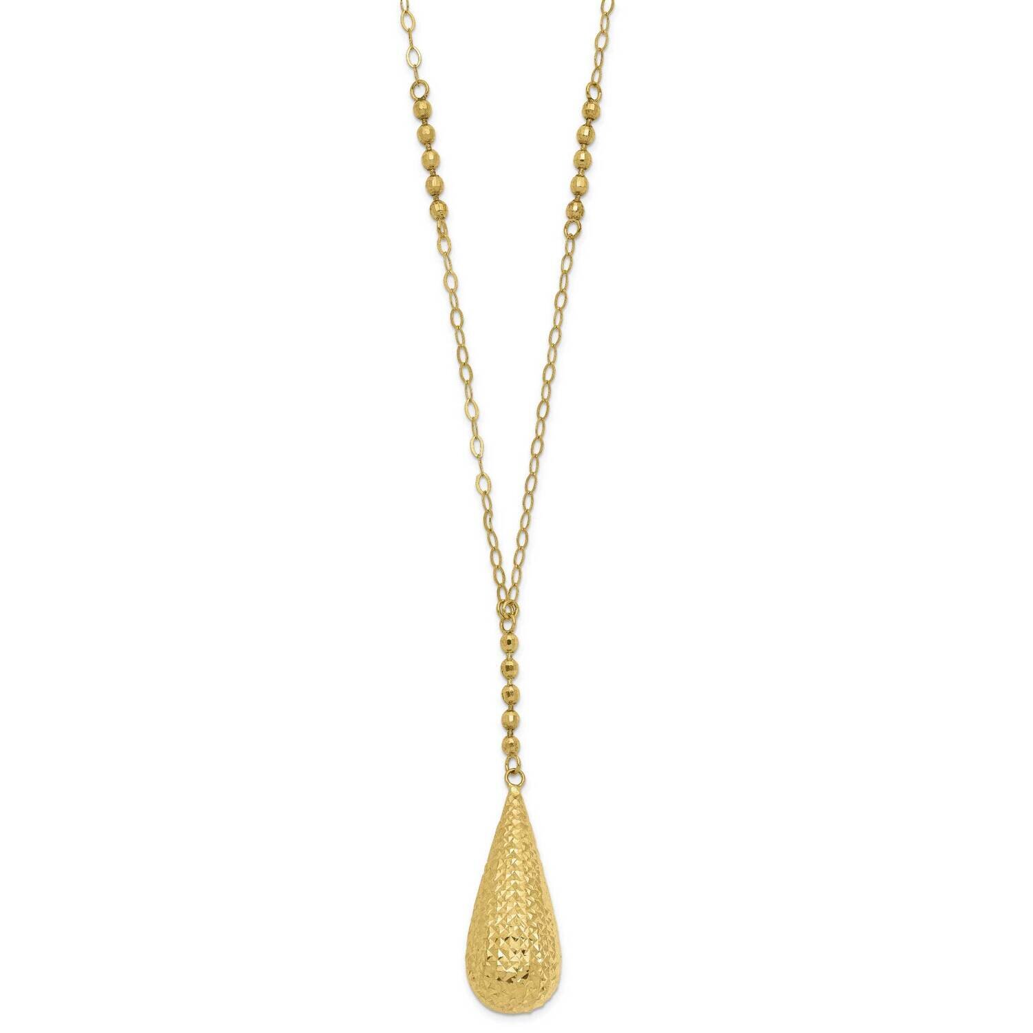 14k Gold CABLE CHAIN with DIA. CUT TEAR DROP PENDANT CMEI18060-18
