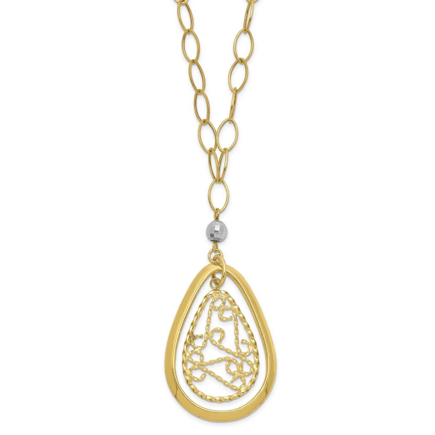 14k Gold LINK CHAIN with FILIGREE PENDANT CMEI18123-17