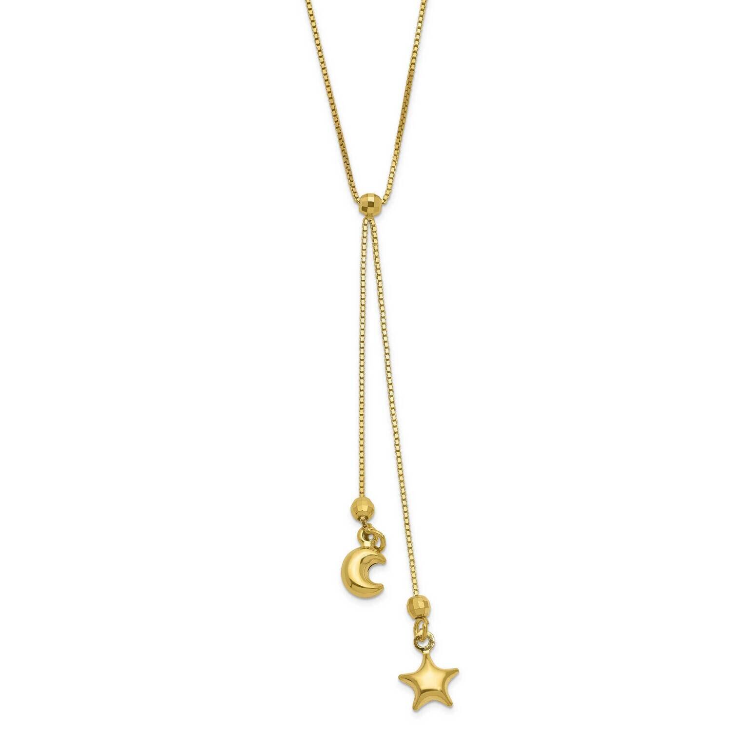 14k Gold BOX CHAIN with START AND MOON PENDANT CMEI18117-18