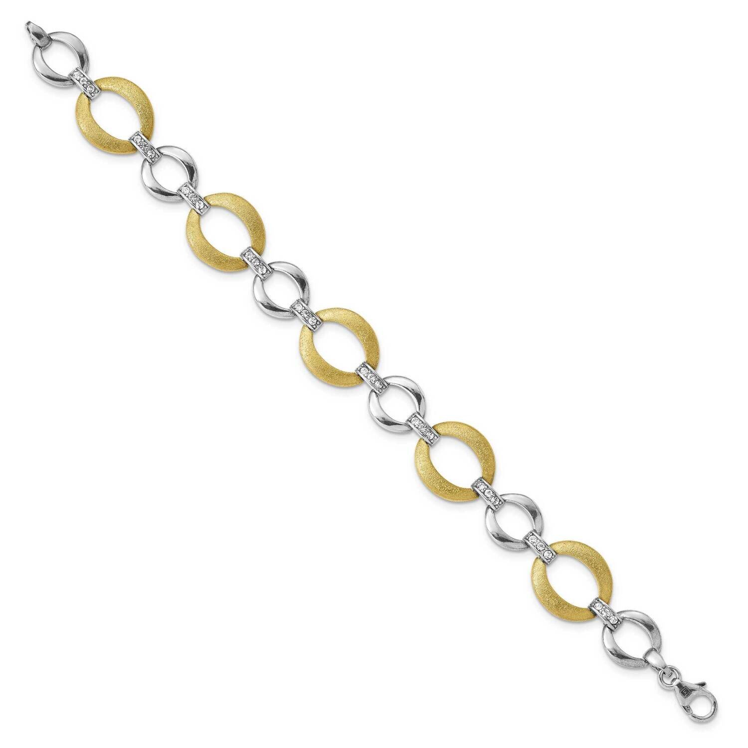 Sterling Silver and Gold Tone Polished and Brushed Crystal Bracelet CMEI17880