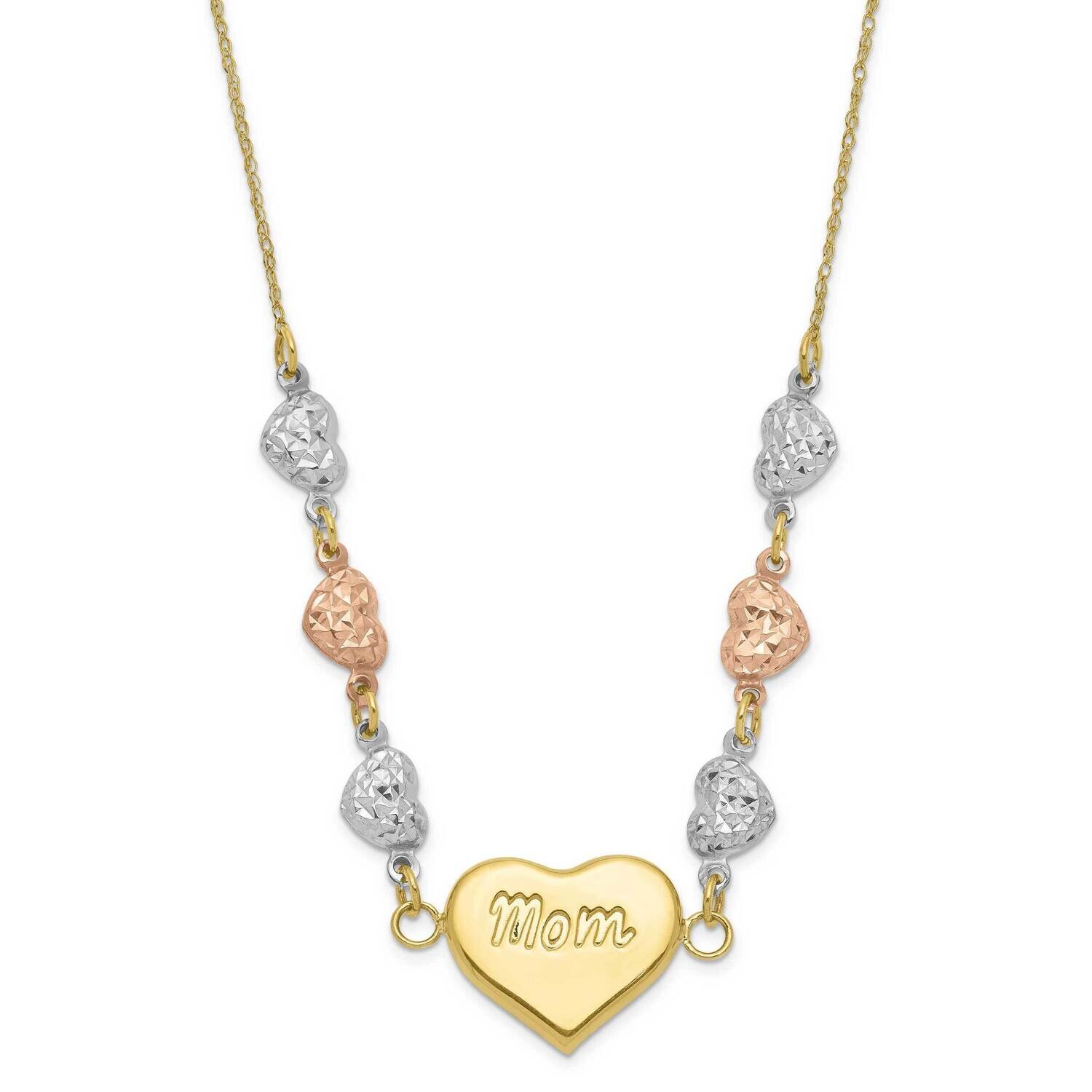 14k Gold ROPA CHAIN with TRI-COLOR HEART LINKS CMEI18102-18