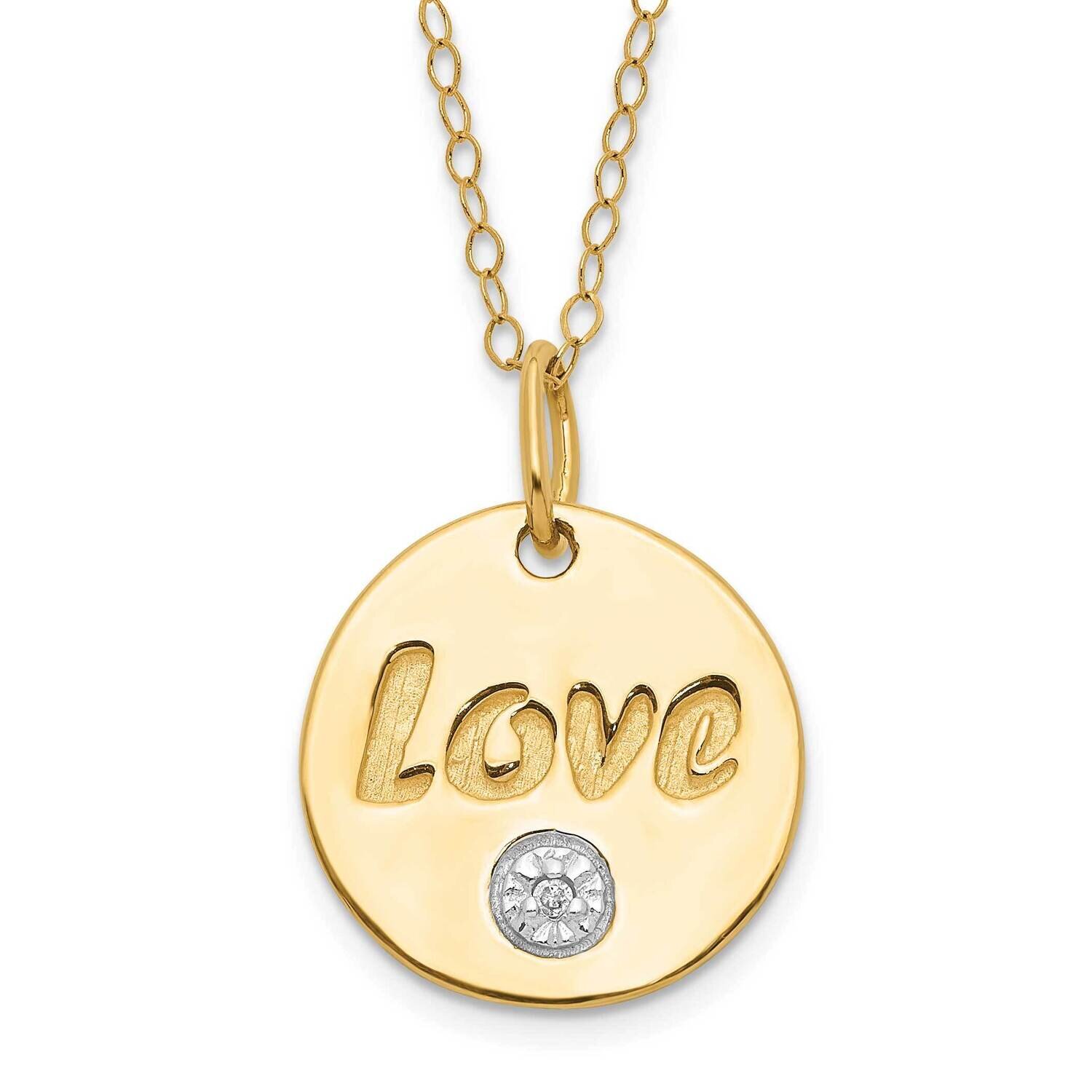14k Gold Rhod-plated Diamond Love Circle Necklace CMEI18087-18