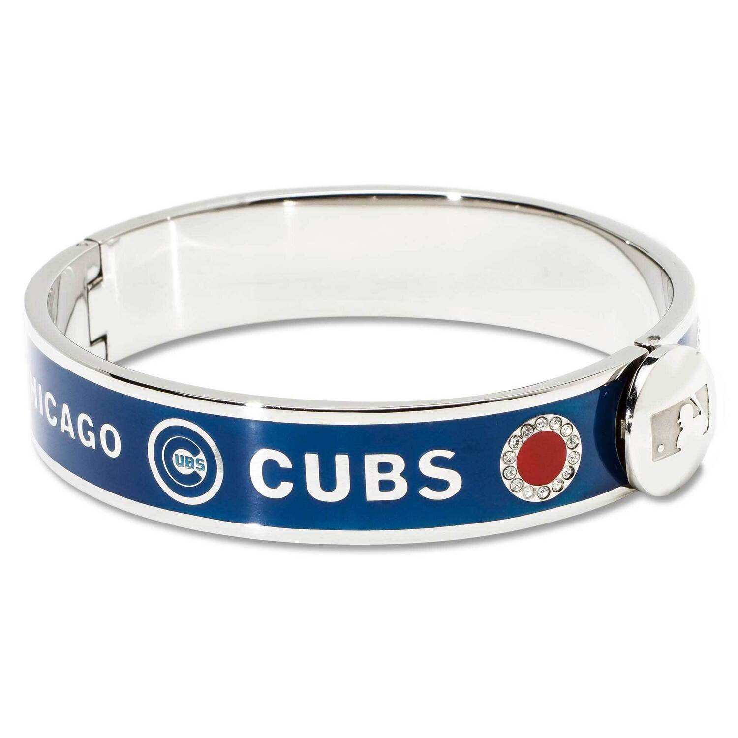 CHICAGO CUBS HINGED ENAMEL BRACELET with CRYSTALS CUBHEB