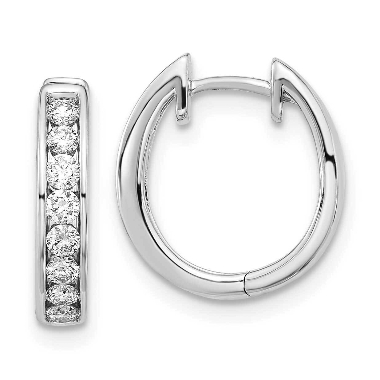 14K White Gold Diamond Hinged Hoop Earrings EXD1192-4WA