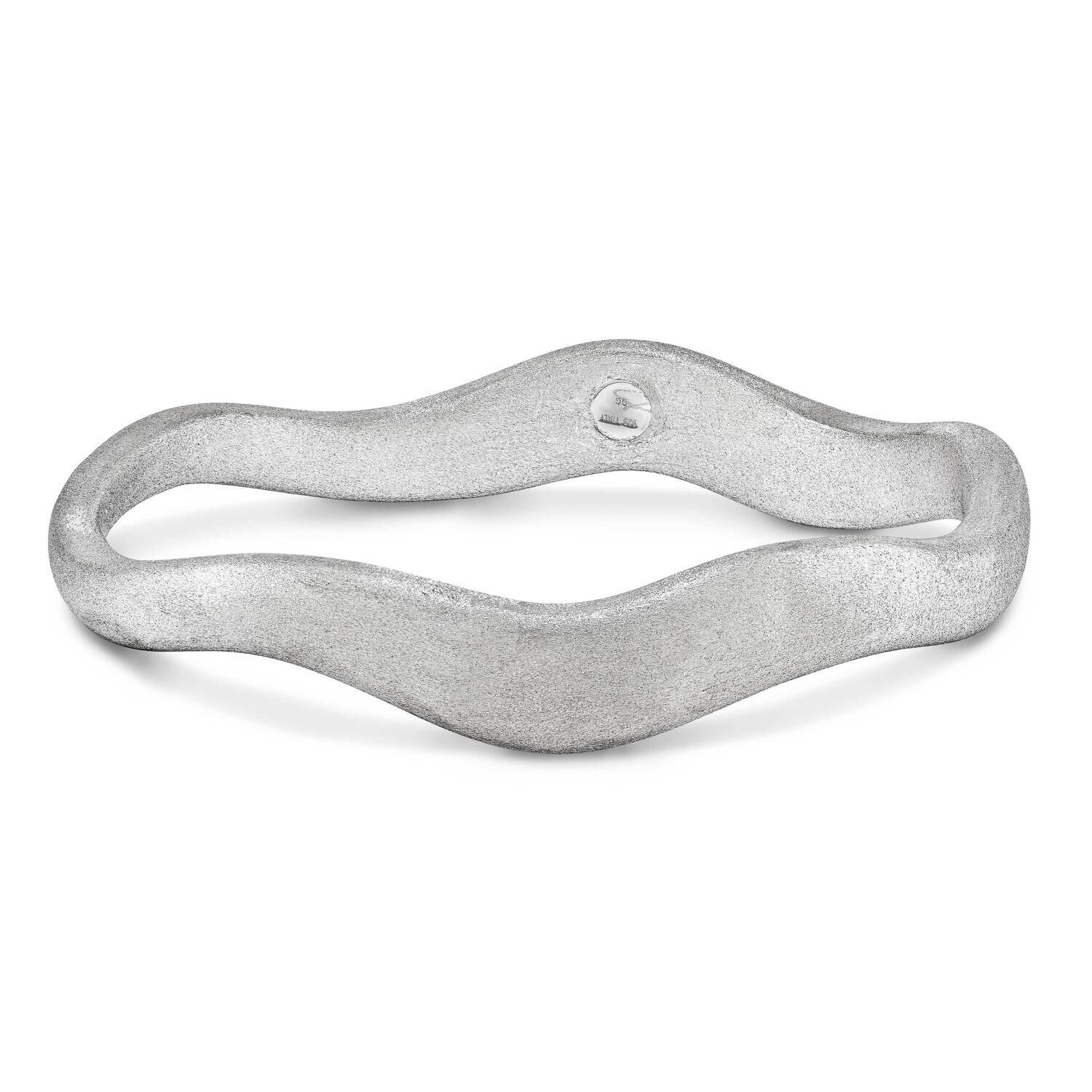 Sterling Silver Rhodium Wave satin finish slip on bangle electroformed larg J288256180543