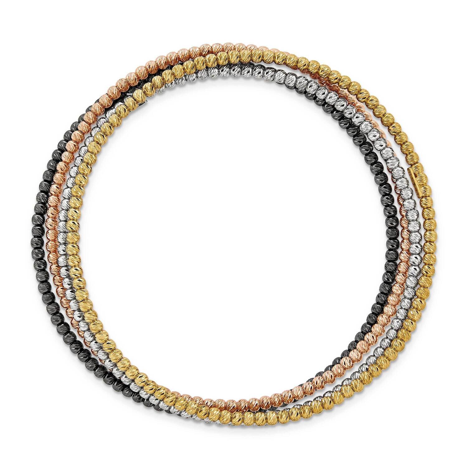 Sterling Silver D/C 4 piece &amp; Color (RH, Y, P, BL) Bangle Set J279982000000