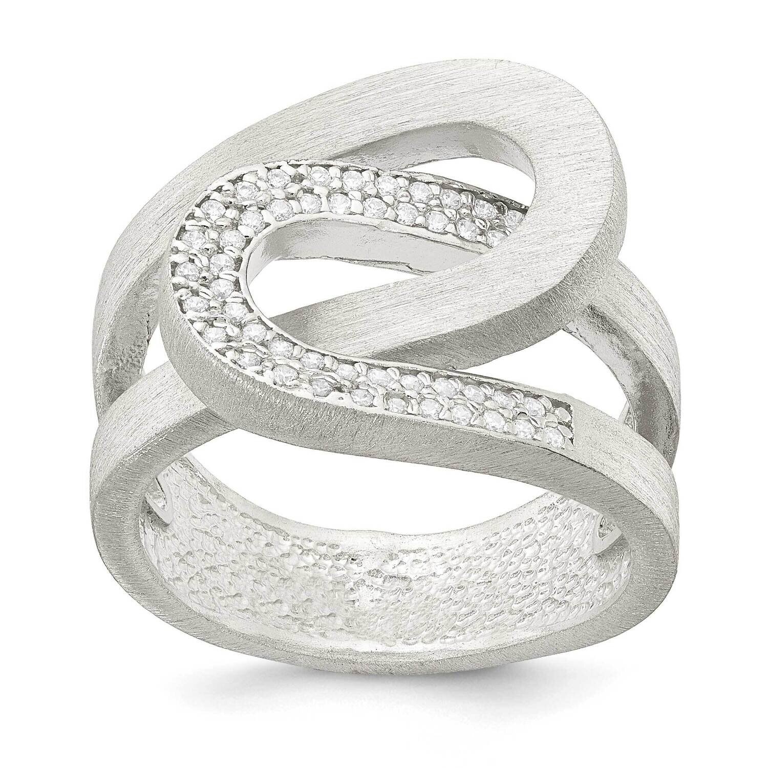 Sterling Silver interlocking swirl ring with CZ-rh Size 8 J296258180356