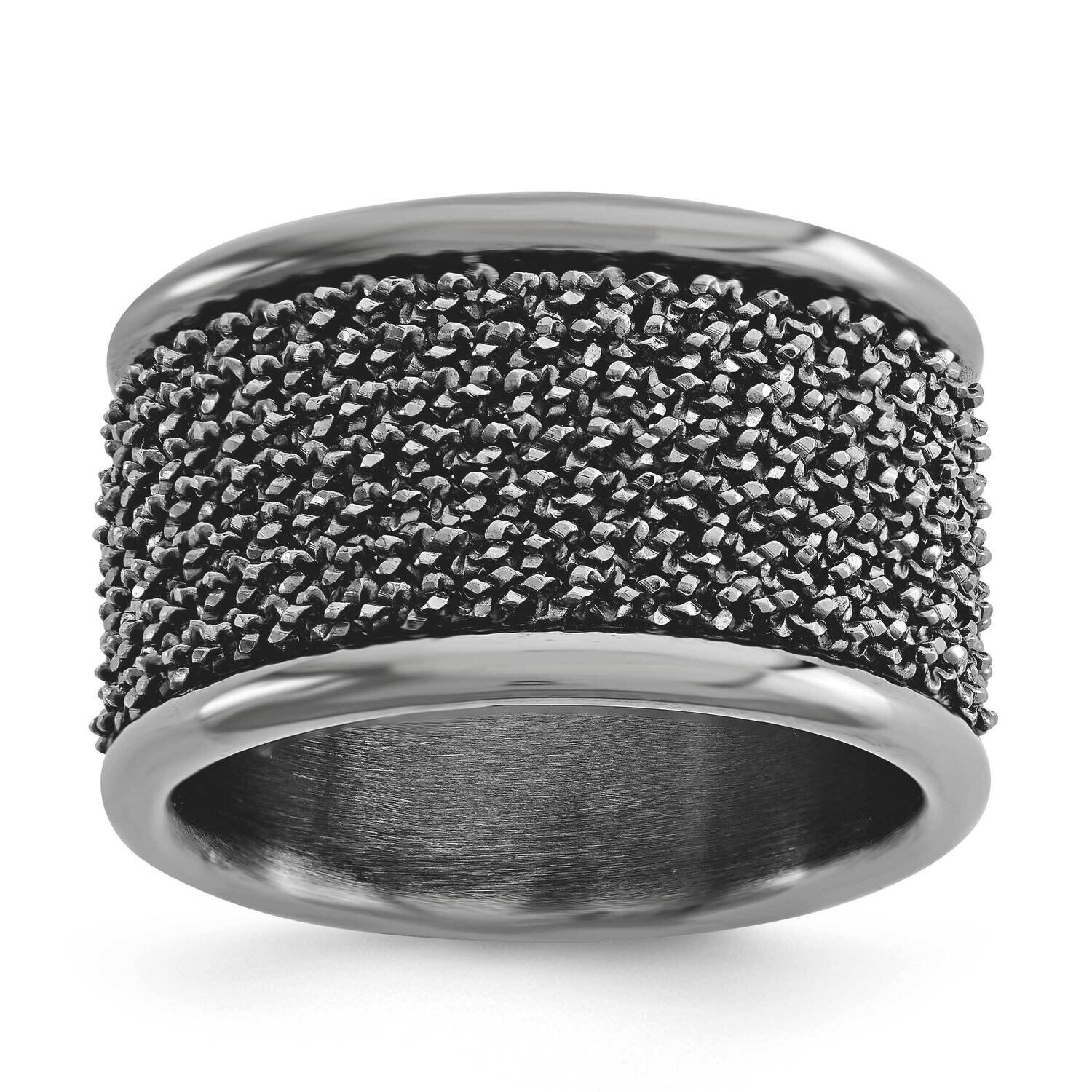 Sterling Silver dia-cut Wire Wrapped Cigar Band Ring-Blk Rhodium J291869012354
