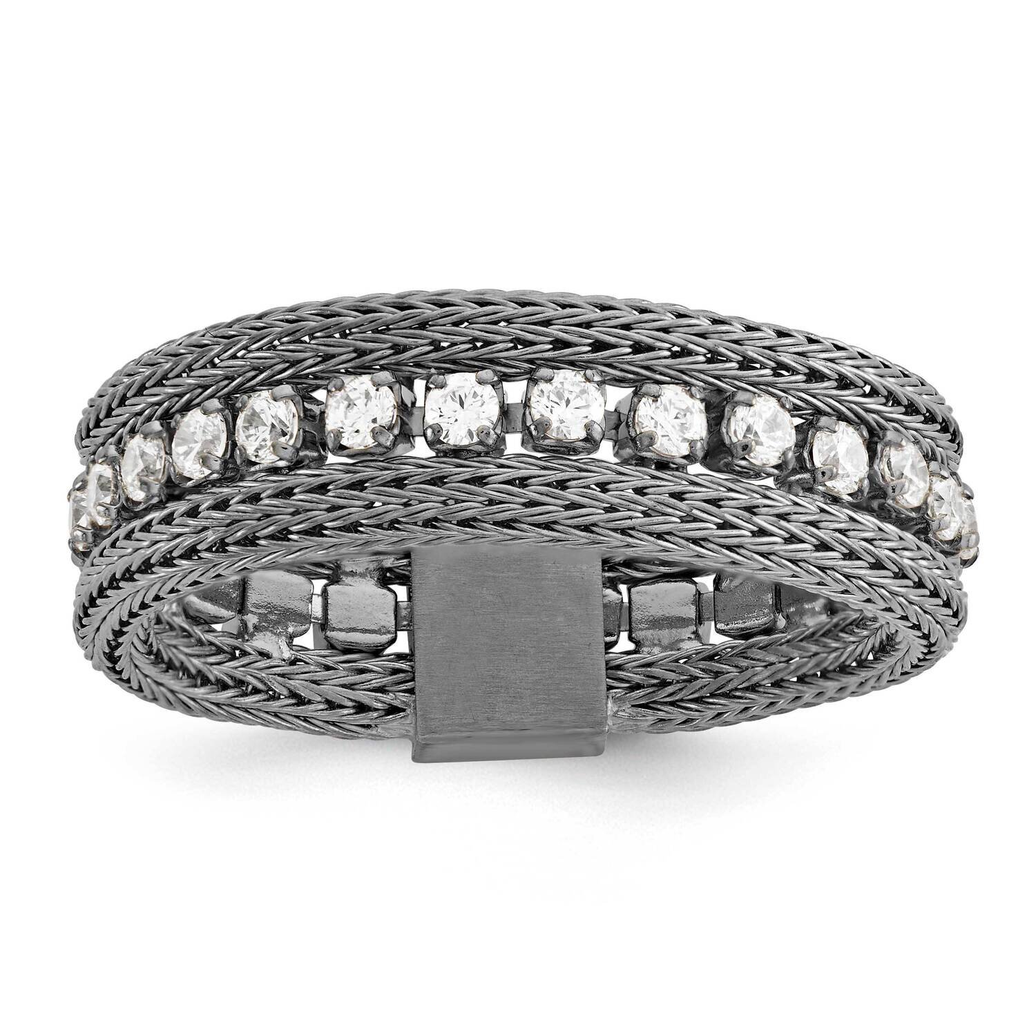 Sterling Silver CZ Mesh Eternity Band Ring - Black J292311012358