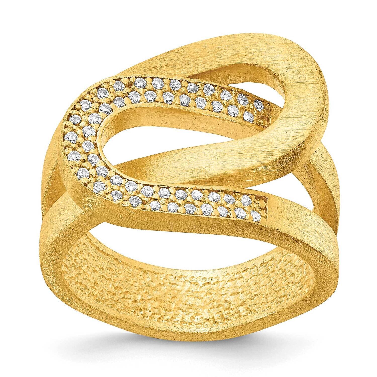Sterling Silver interlocking swirl ring with CZ-yellow Size 6 J296258240352