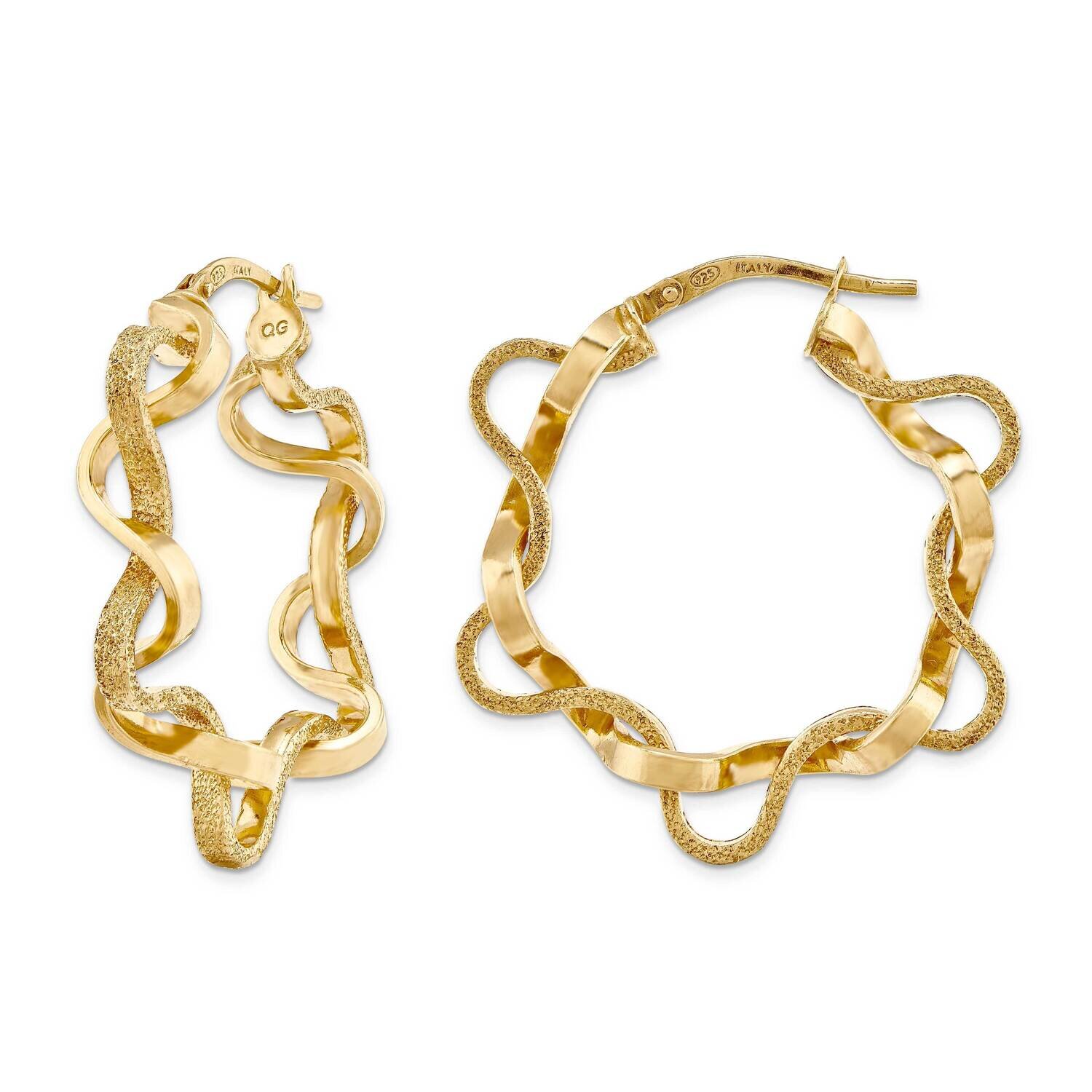 Sterling Silver twist earring with 18k Gold t .67 micron yellow gold plate J296263240000