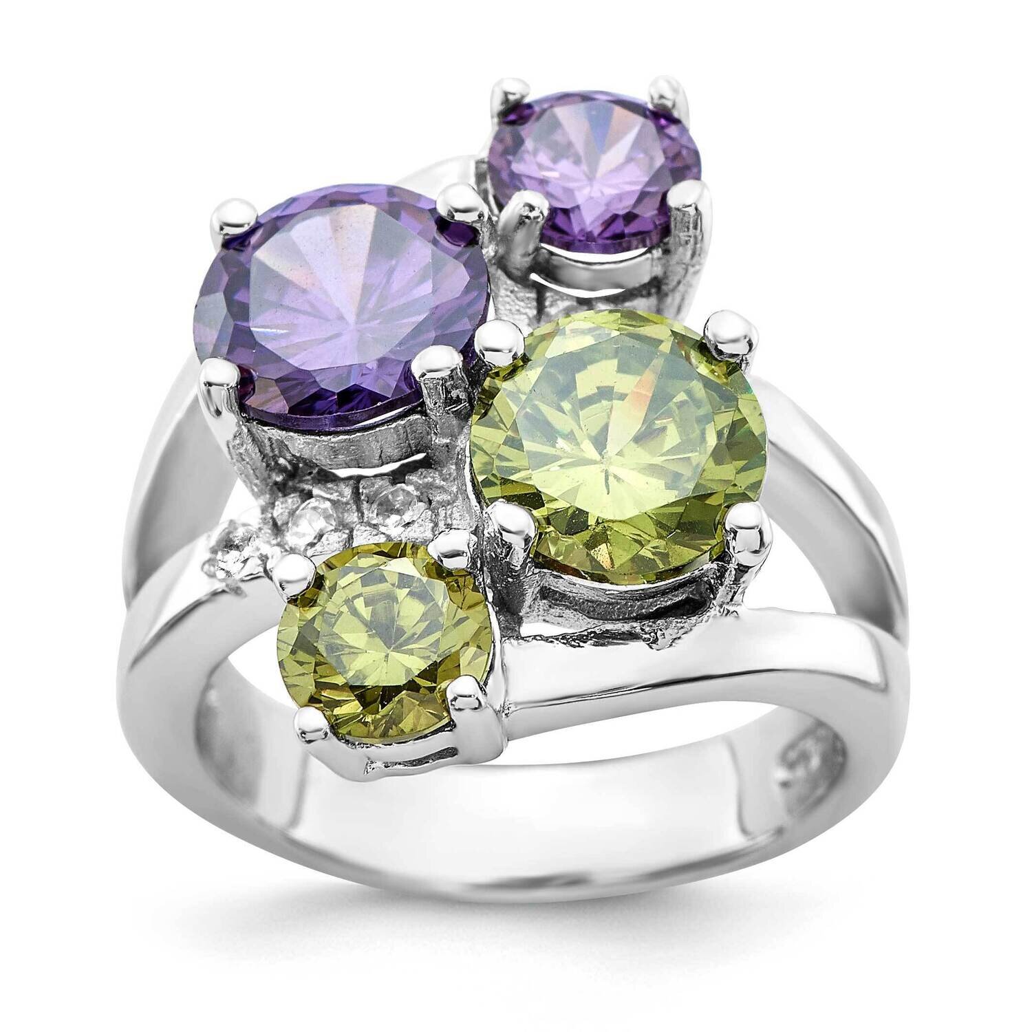 Sterling Silver Multi-colored CZ Ring JRS2725-6