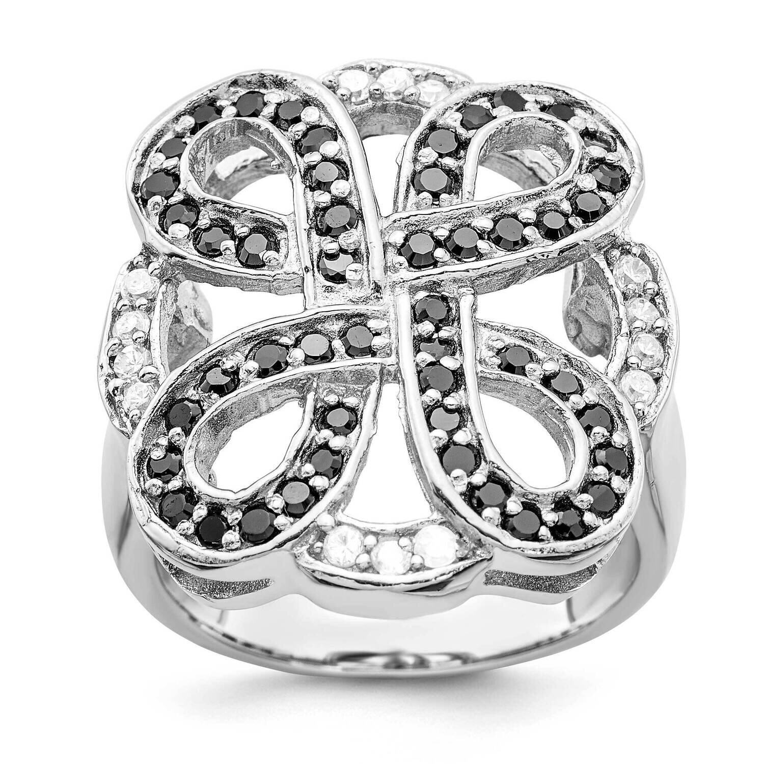 Sterling Silver Black &amp; White CZ Ring JRS4151-7