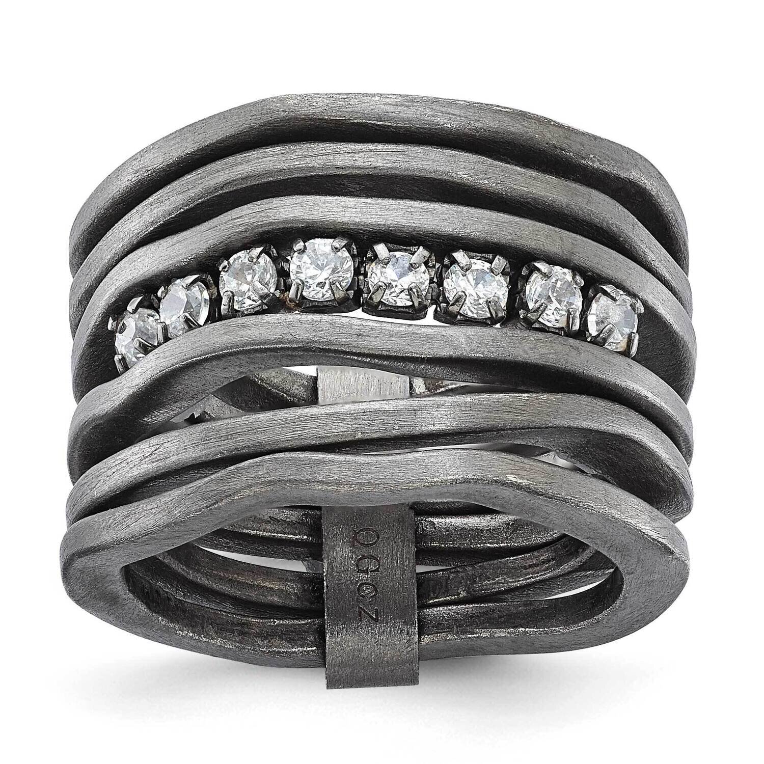 Sterling Silver Black-plated Satin Multi-row Diamonique Ring J271998012351