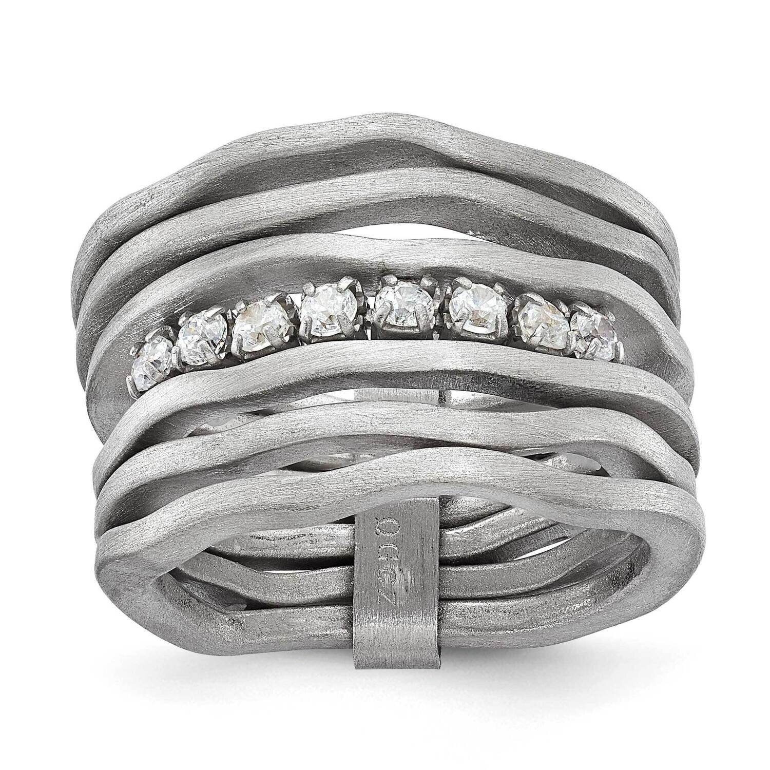 Sterling Silver Rhodium Plated Satin Finish Multi-row Diamonique Ring J271998180352