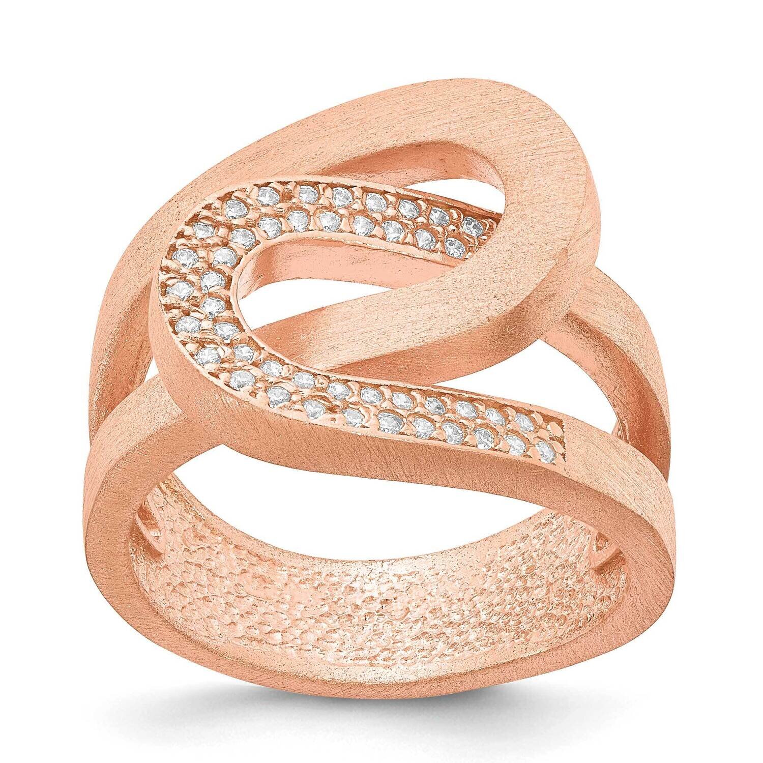 Sterling Silver interlocking swirl ring with CZ-rose Size 7 J296258171354