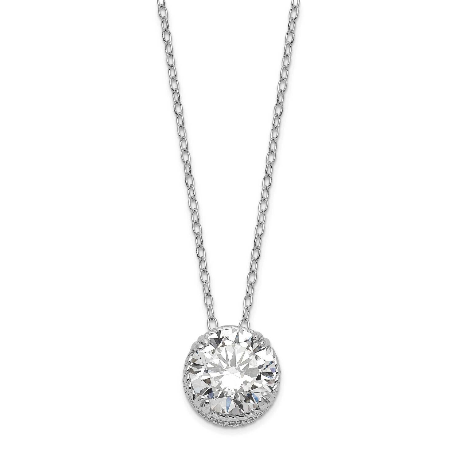 Sterling Silver Diamonique Asscher Pendant on 18 Cable Chain J354259MU5000