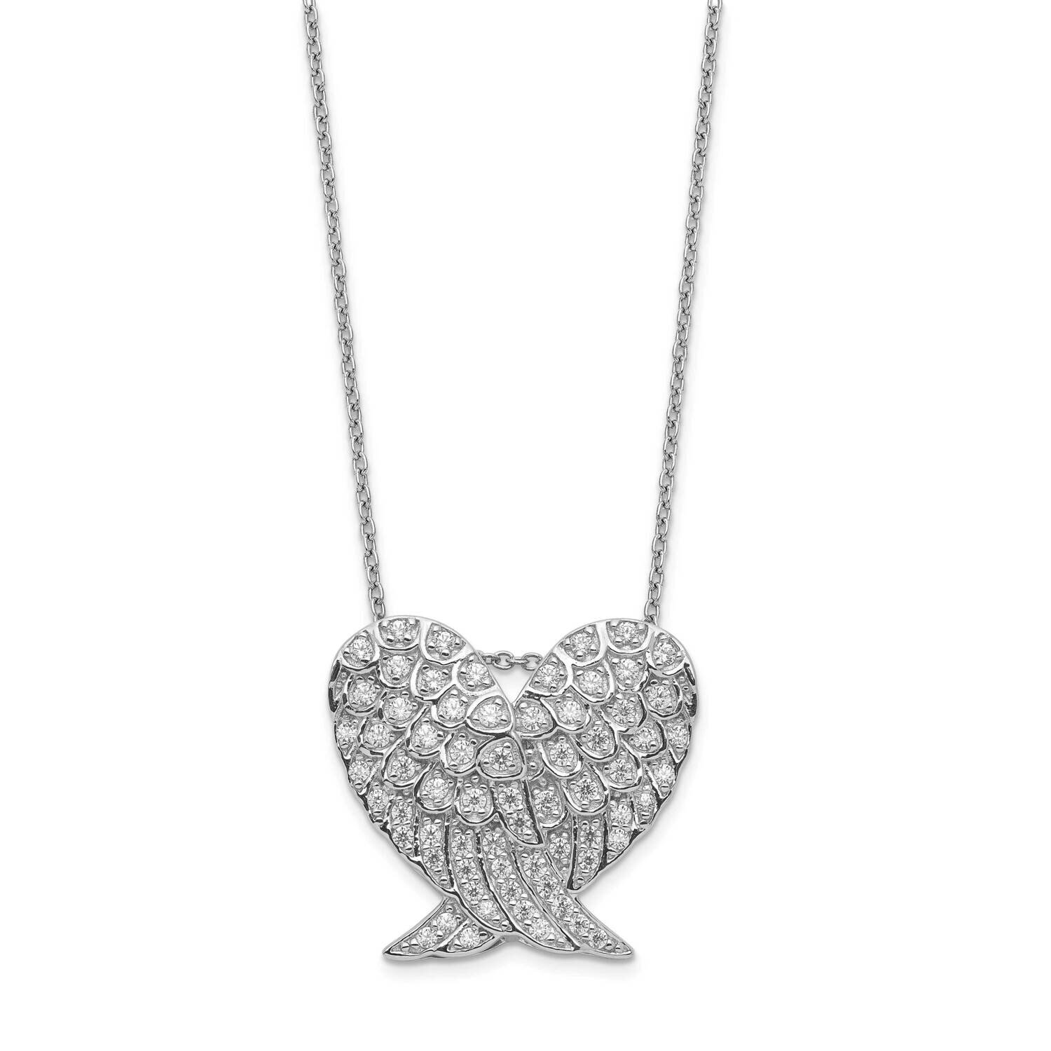 Sterling Silver CZ Heart Wing Pendant with 18 chain J35426000000