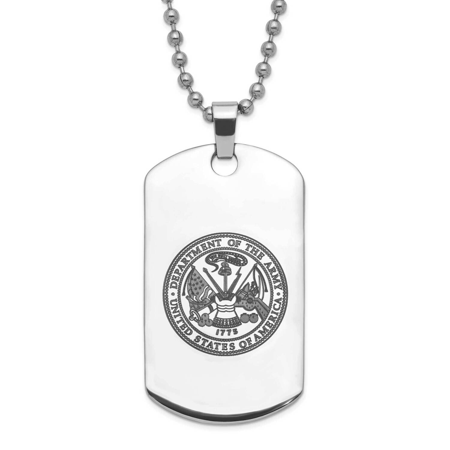Stainless Steel Army Insignia Dog Tag Necklace MIL28