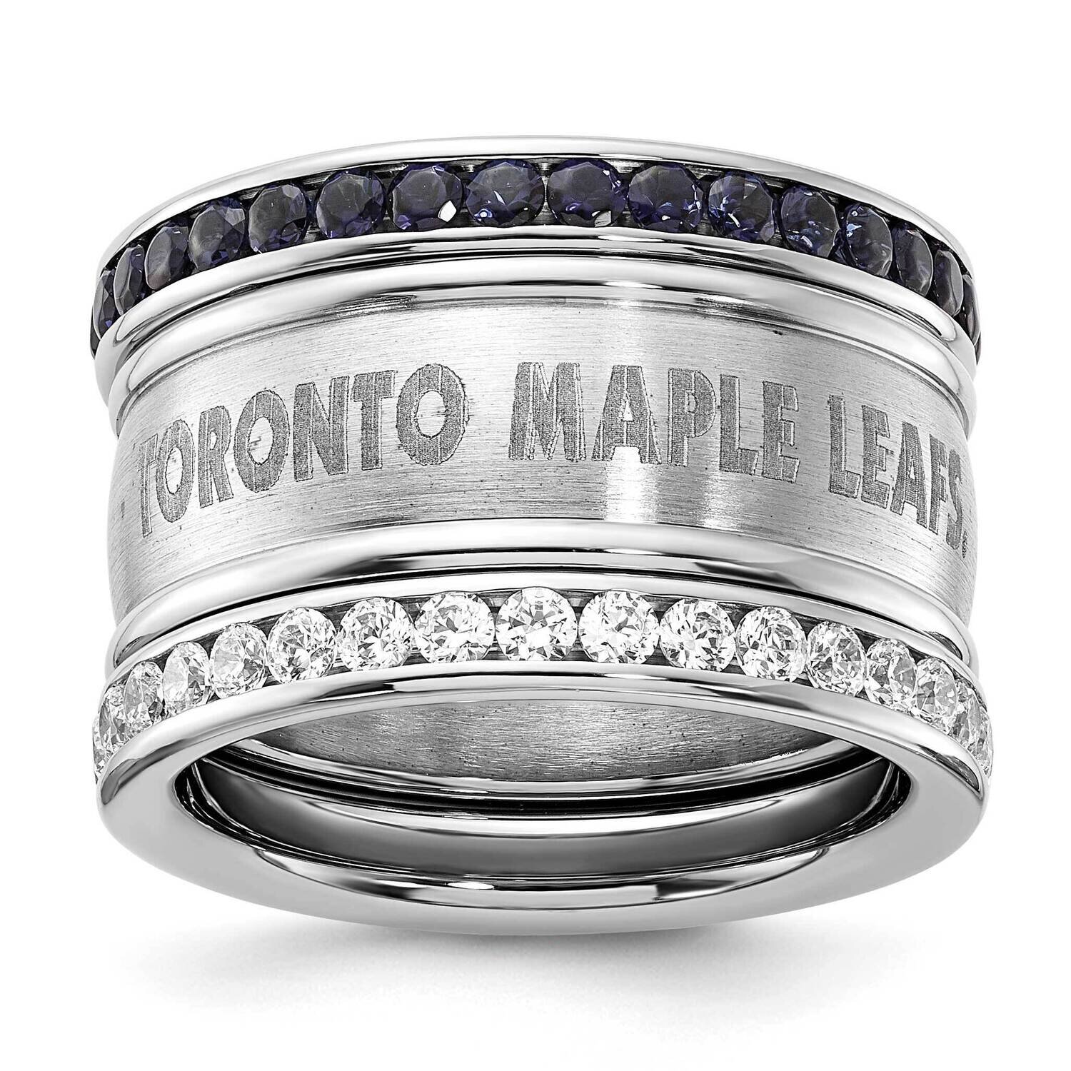 Stainless Steel NHL Toronto Maple Leafs Crystal Triple Ring Set MLE035CR-SZ6