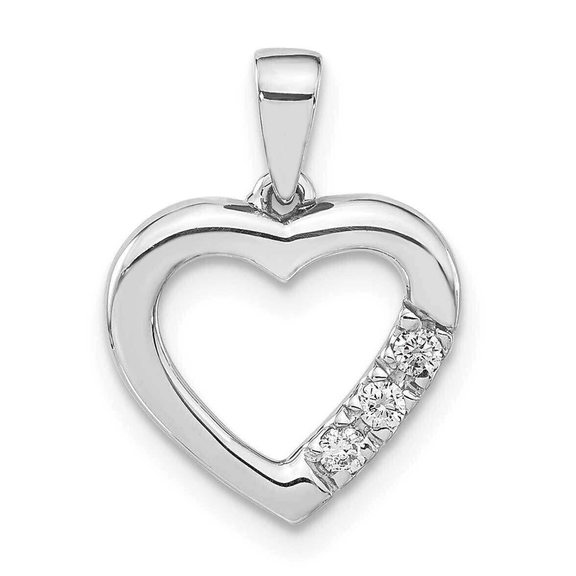 Sterling Silver Polished Diamond Heart Pendant PXD1506/LT-SSAB