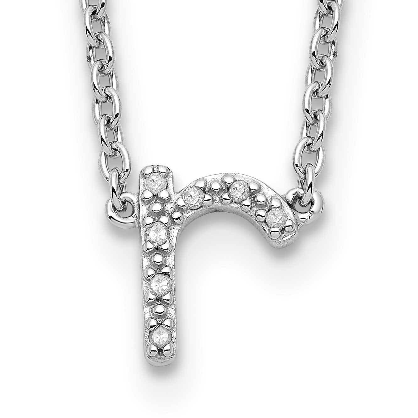 Stelring Silver Polished Diamond Initial r with 2 in ext Necklace PXD2711/R-SSS45