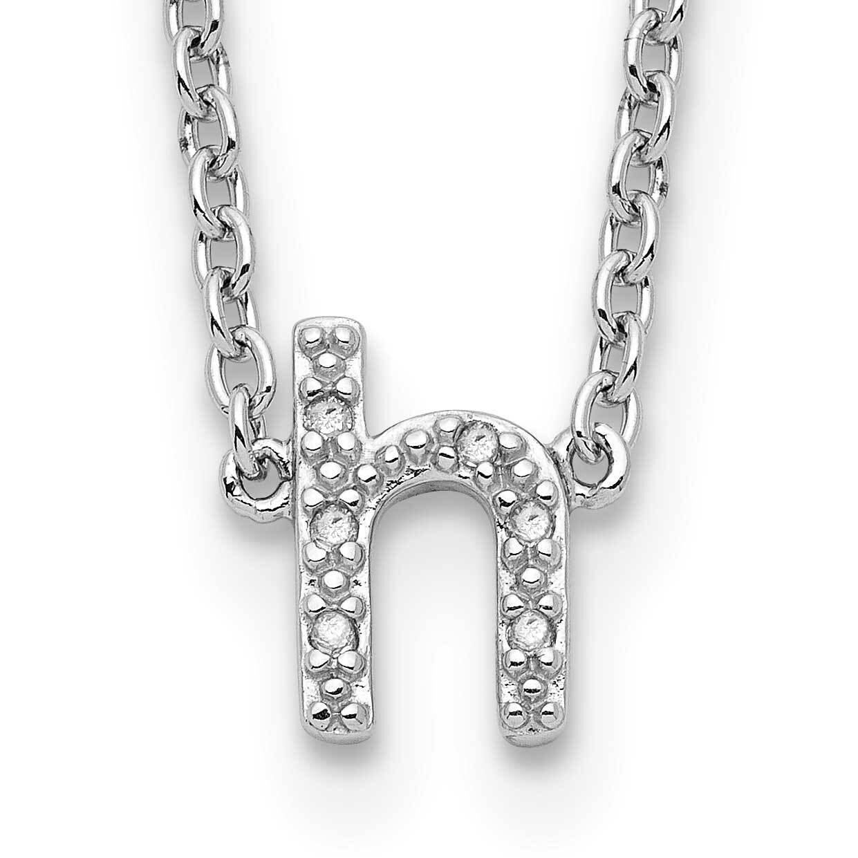 Sterling Silver Polished Diamond Initial h with 2 in ext Necklace PXD2711/H-SSS45