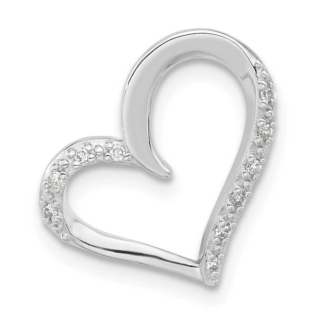 Sterling Silver Polished Diamond Heart Chain Slide Pendant PXD2957-SSS43