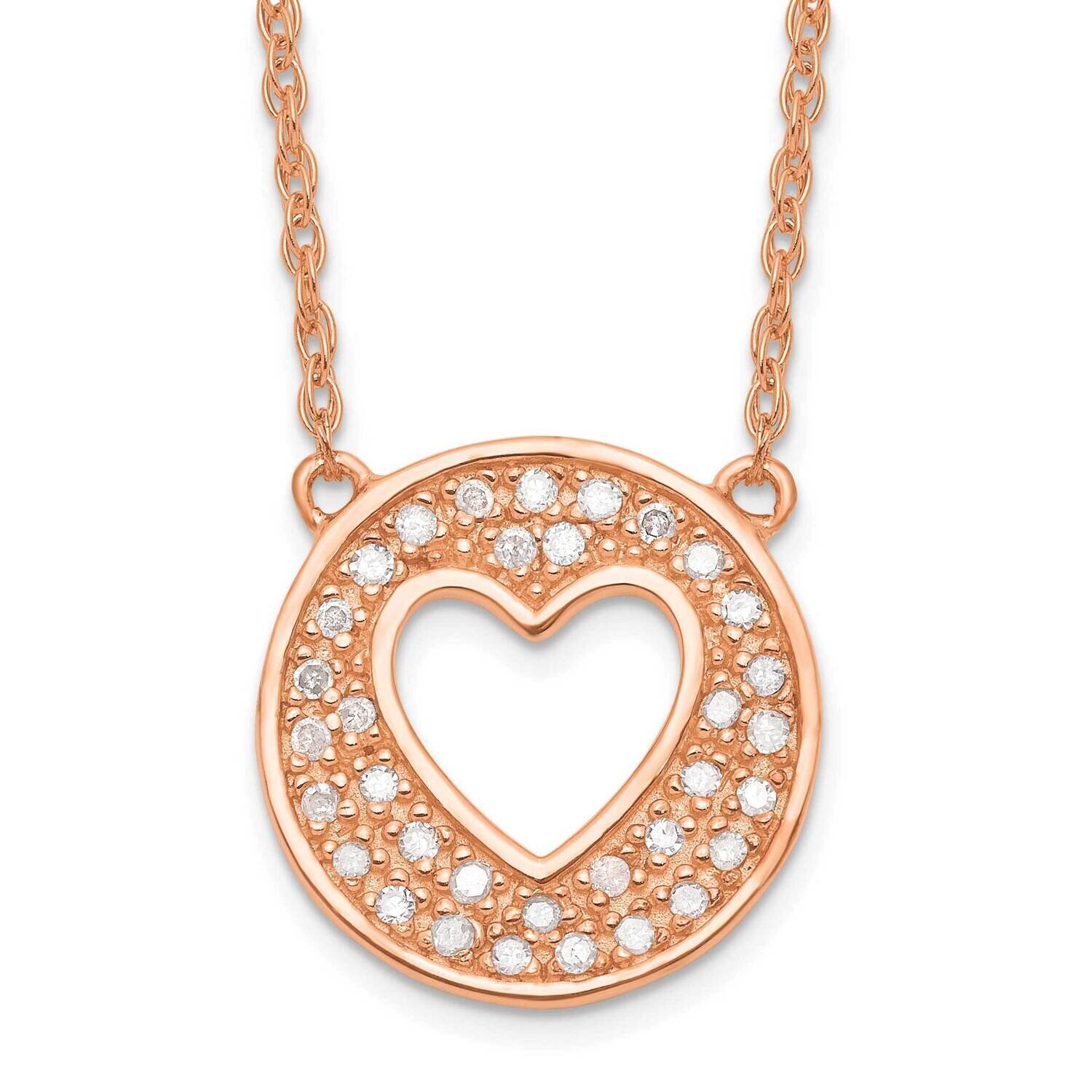 SS and Rose Gold Plated Diamond Heart in Circle with 2 in ext Necklace PXD2724-SSRS43