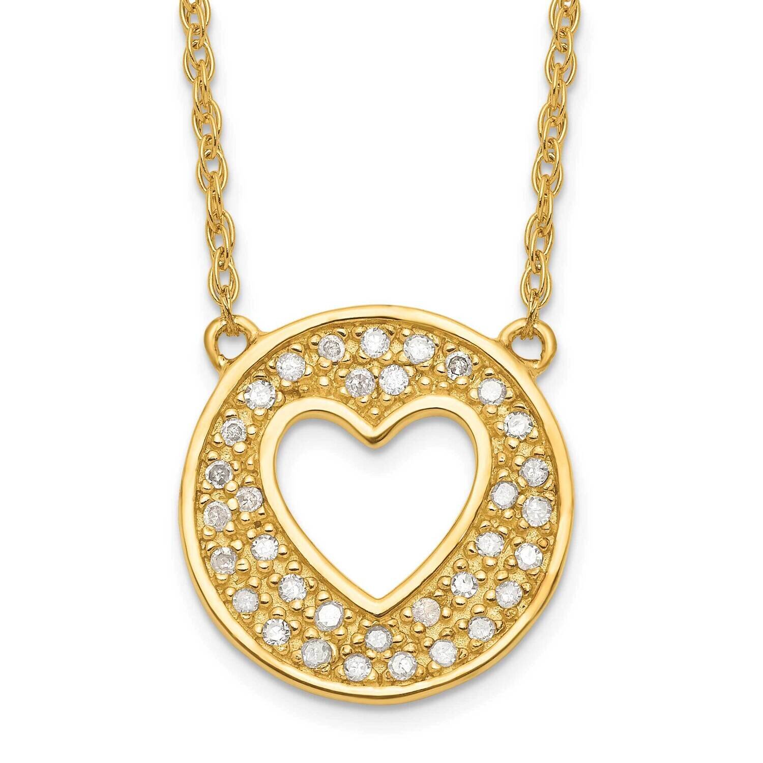 Sterling Silver Gold Plated Diamond Heart in Circle with 2 in ext Necklace PXD2724-SSYS43
