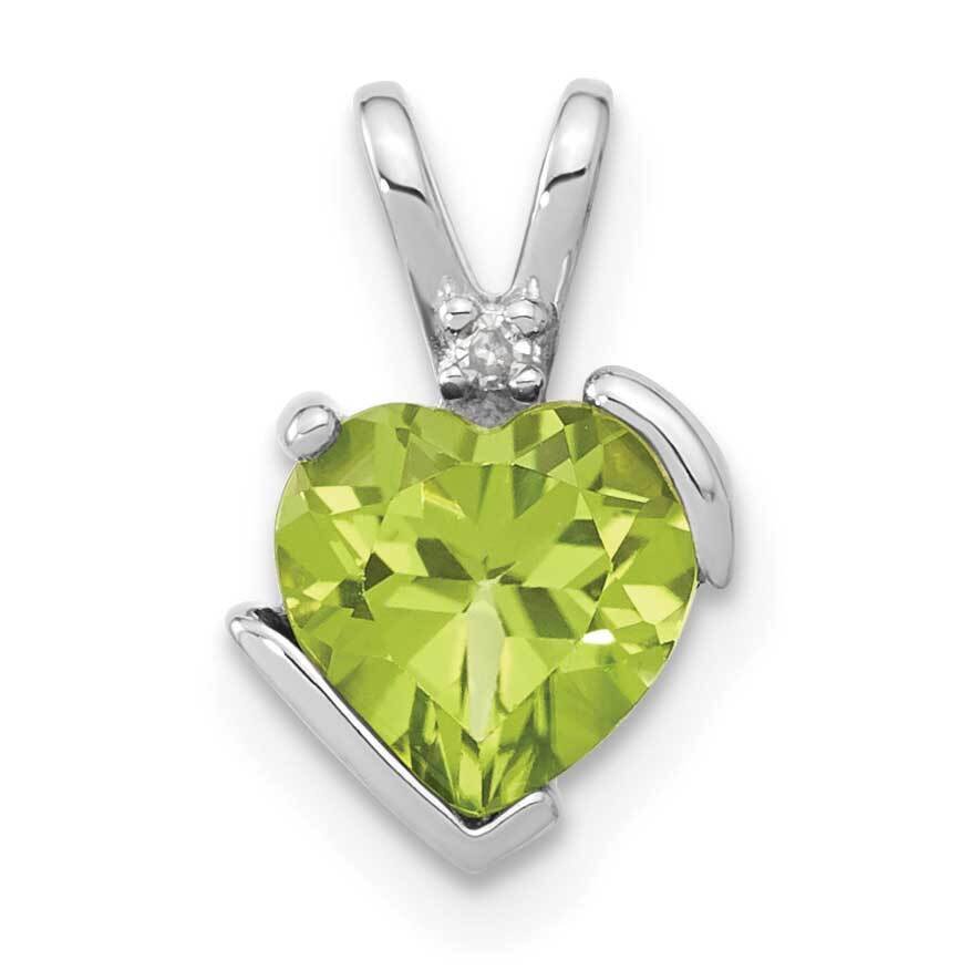 Sterling Silver Peridot and Diamond Heart Chain Slide PXS1739/PER-SSBS45