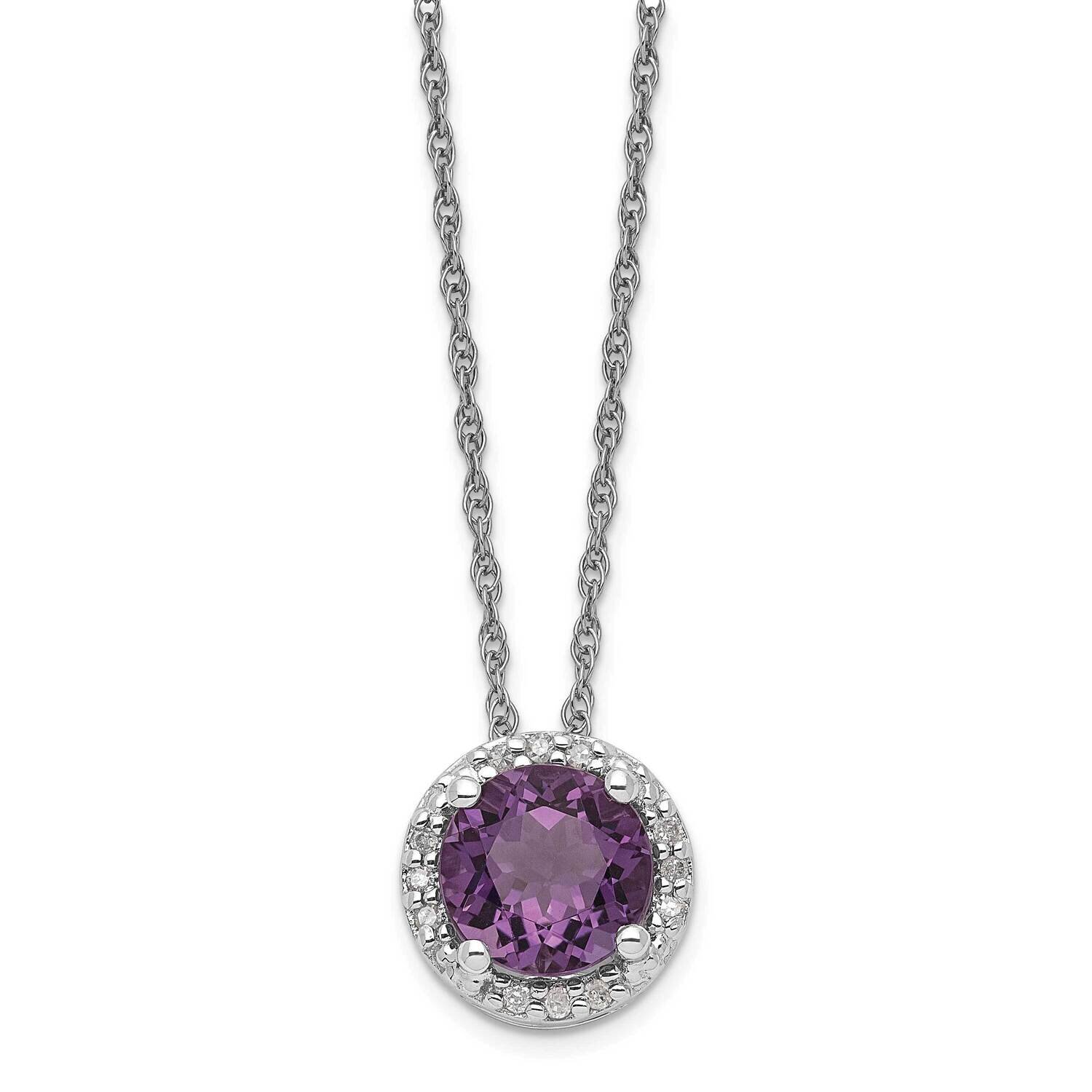 Sterling Silver Amethyst and Diamond Necklace PXS2979/AM-SSBS43