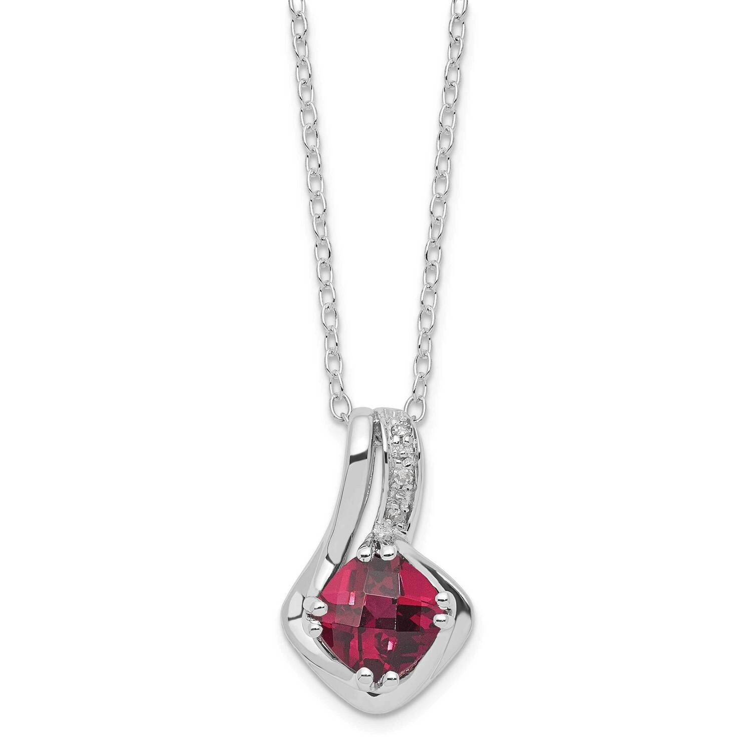 Sterling Silver Rhodolite Garnet and Diamond Necklace PXS2890/RHGA-SSAS45