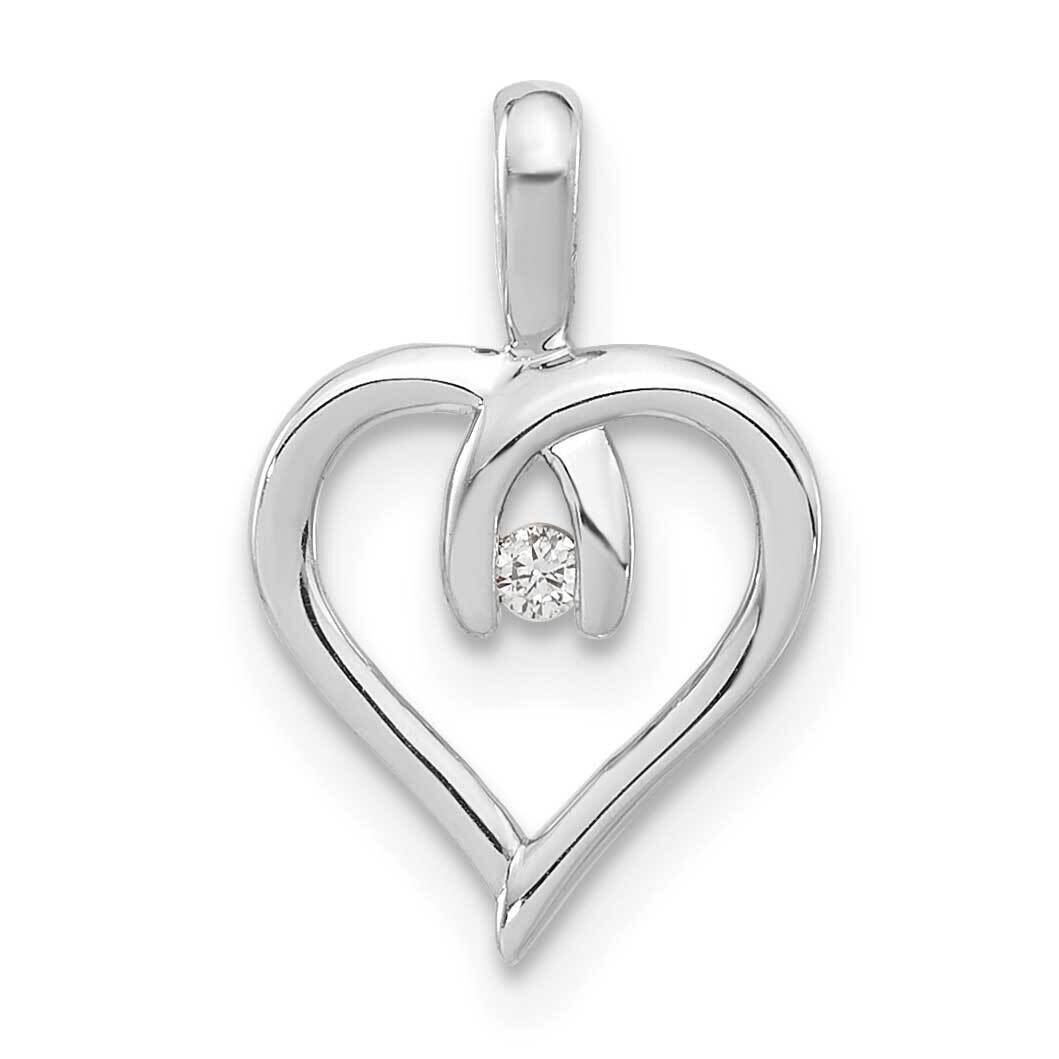 Sterling Silver Polished Diamond Heart Pendant PXD1608-SSAB