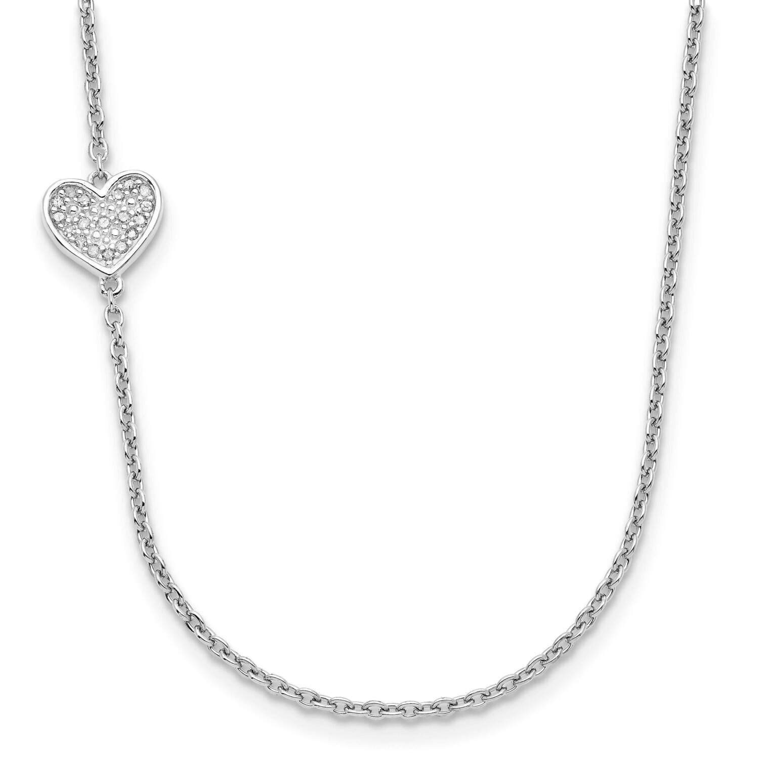 Sterling Silver Polished Diamond Heart Necklace PXD2632-SSS43