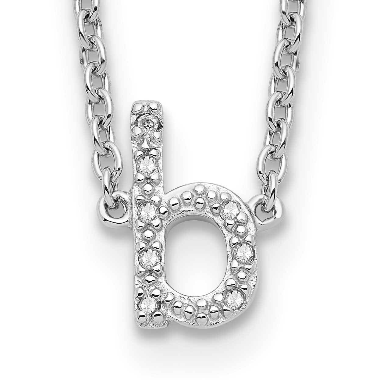 Sterling Silver Polished Diamond Initial b with 2 in ext Necklace PXD2711/B-SSS45