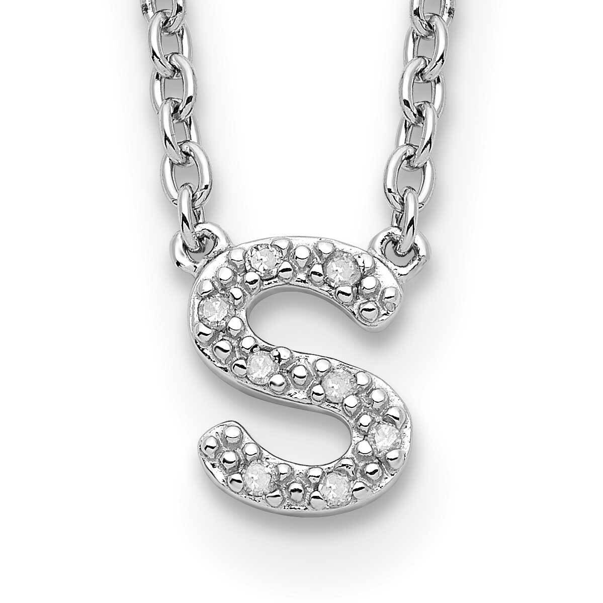 Sterling Silver Polished Diamond Initial s with 2 in ext Necklace PXD2711/S-SSS45