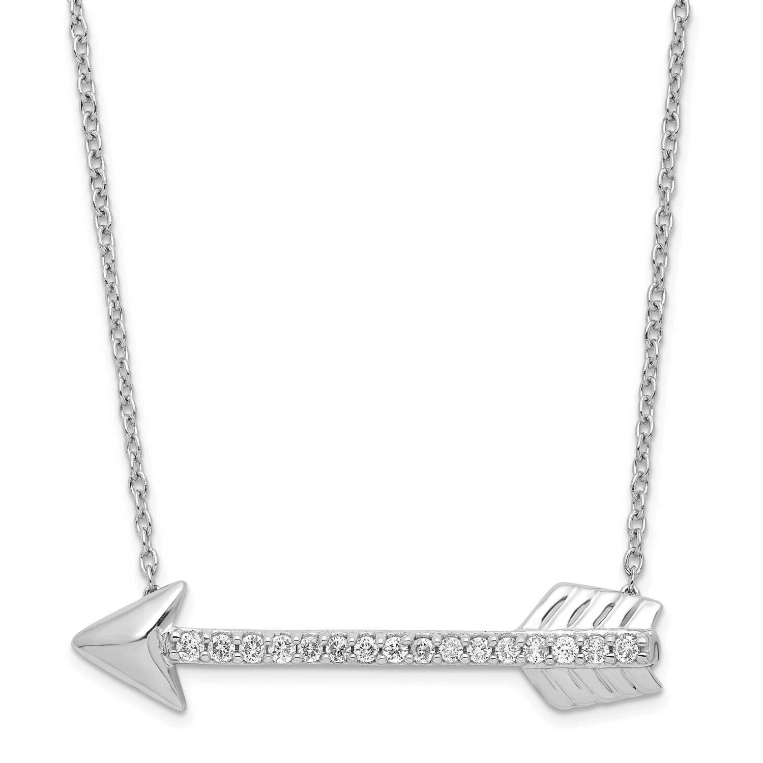 Sterling Silver Polished Diamond Arrow Necklace PXD2736-SSAB