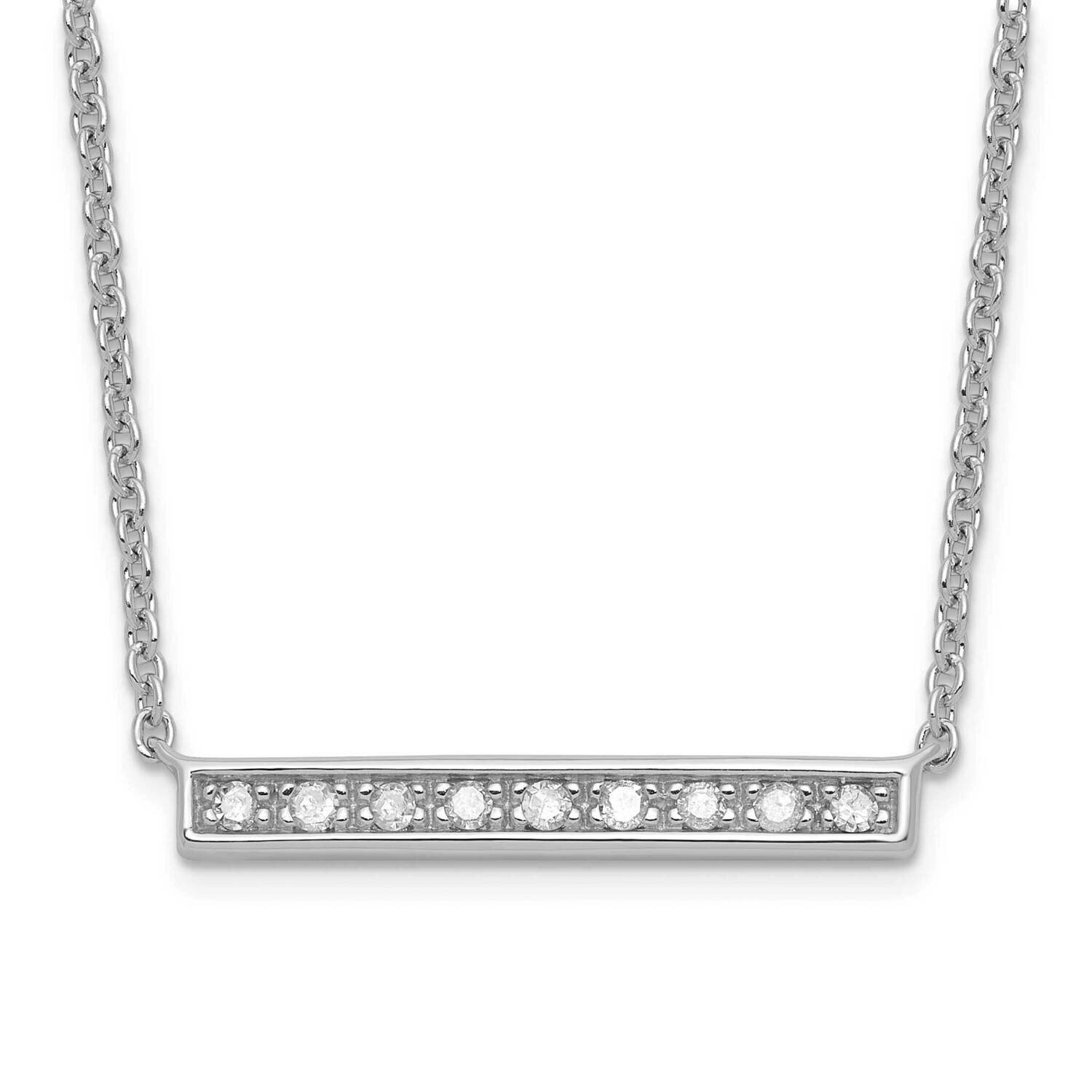 Sterling Silver Polished Diamond Bar Necklace PXD2737-SSS45